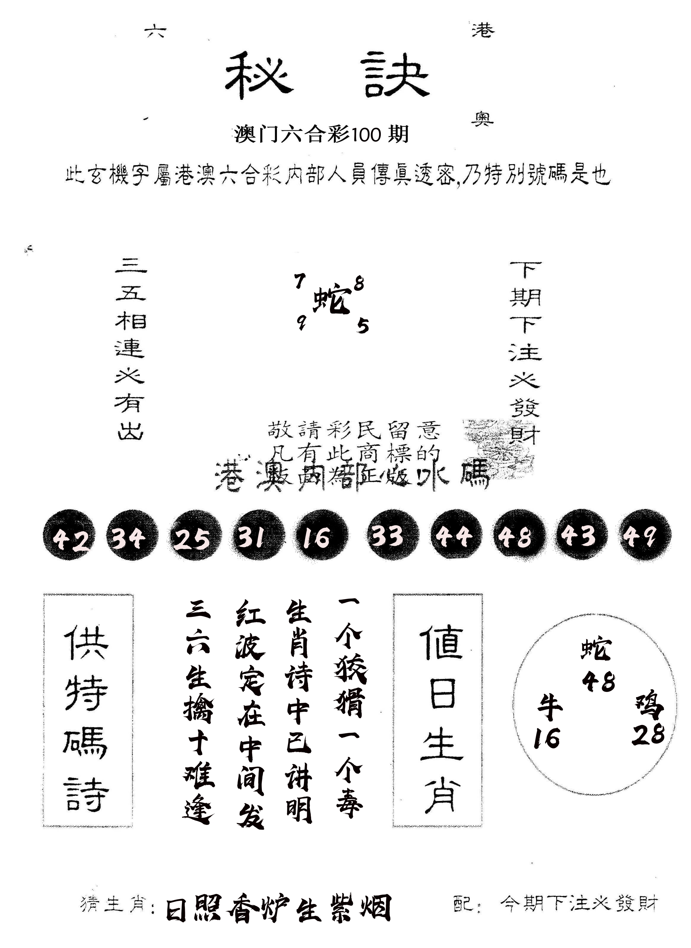 另版秘诀 第100期