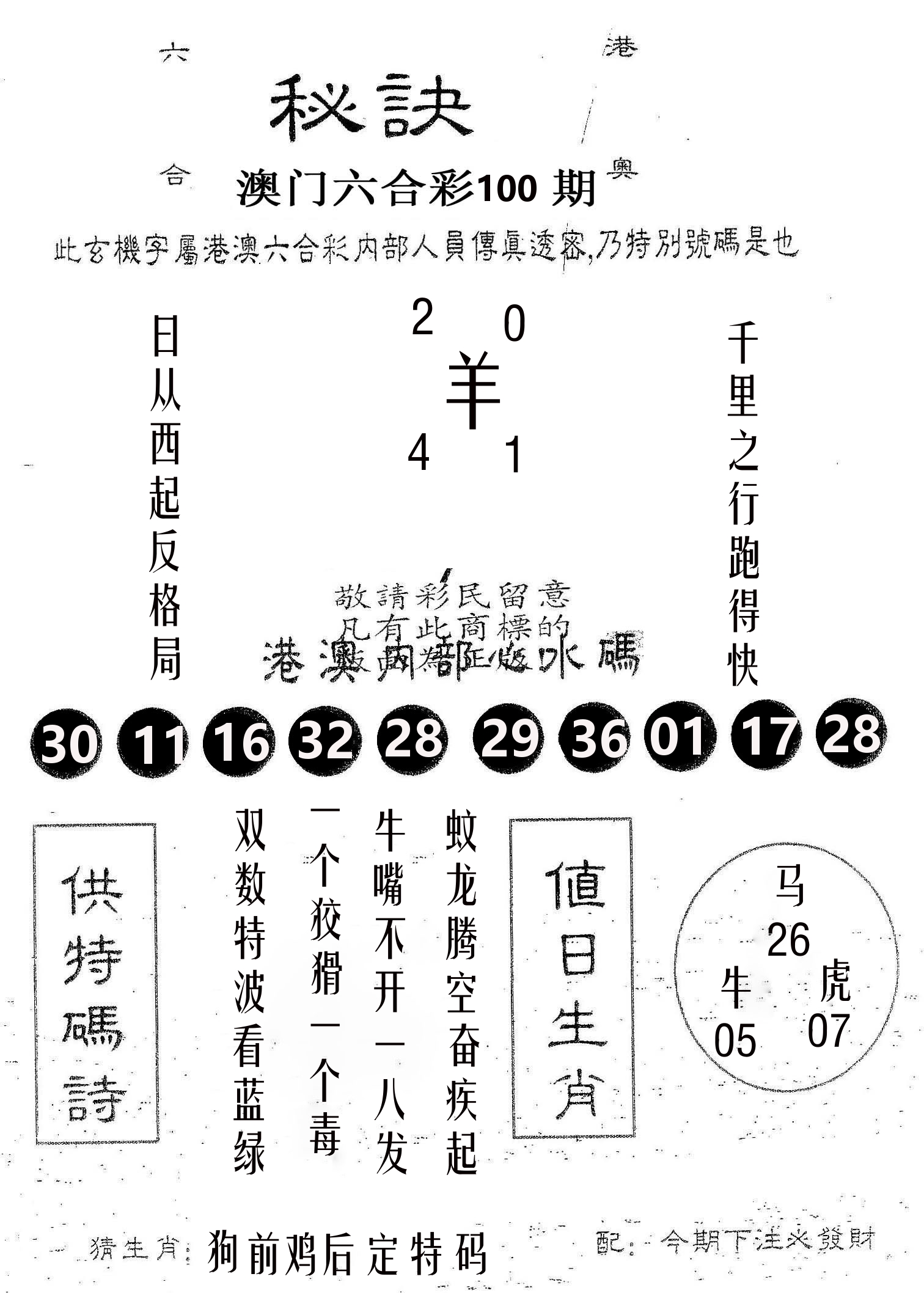 秘决 第100期