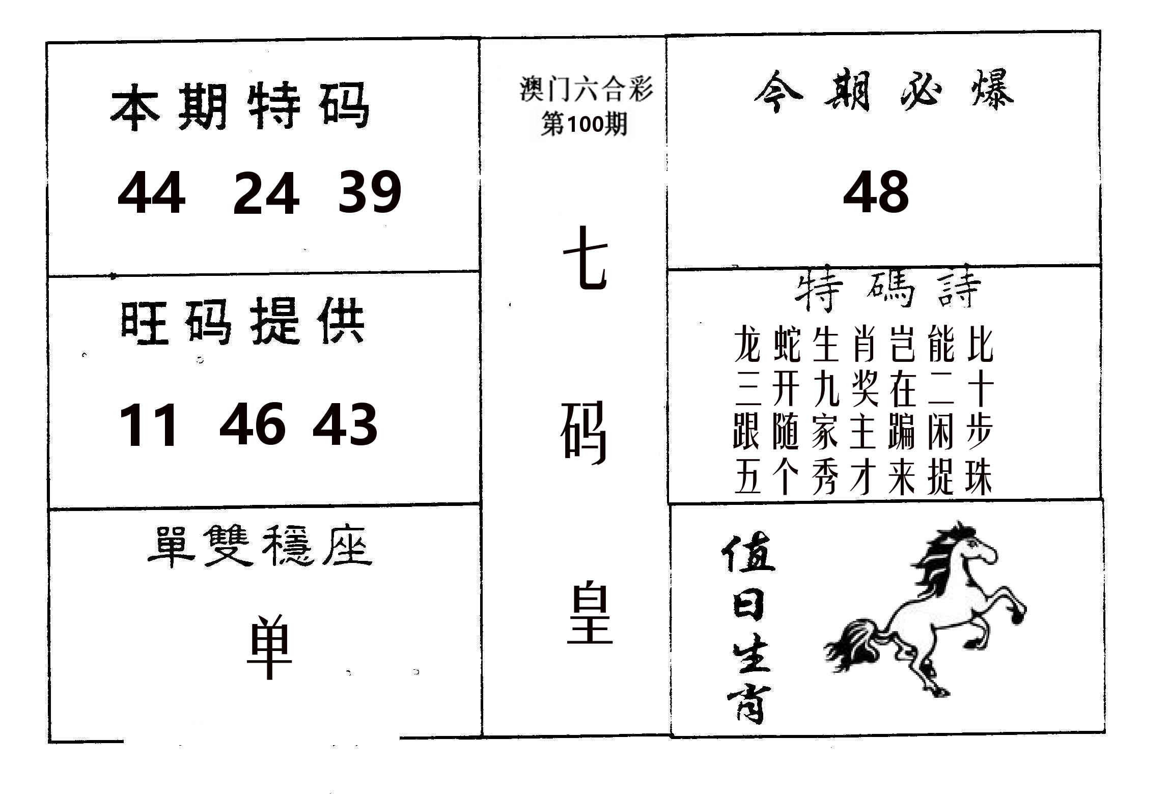七码皇 第100期