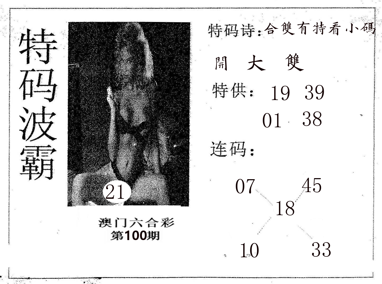 特码波霸 第100期