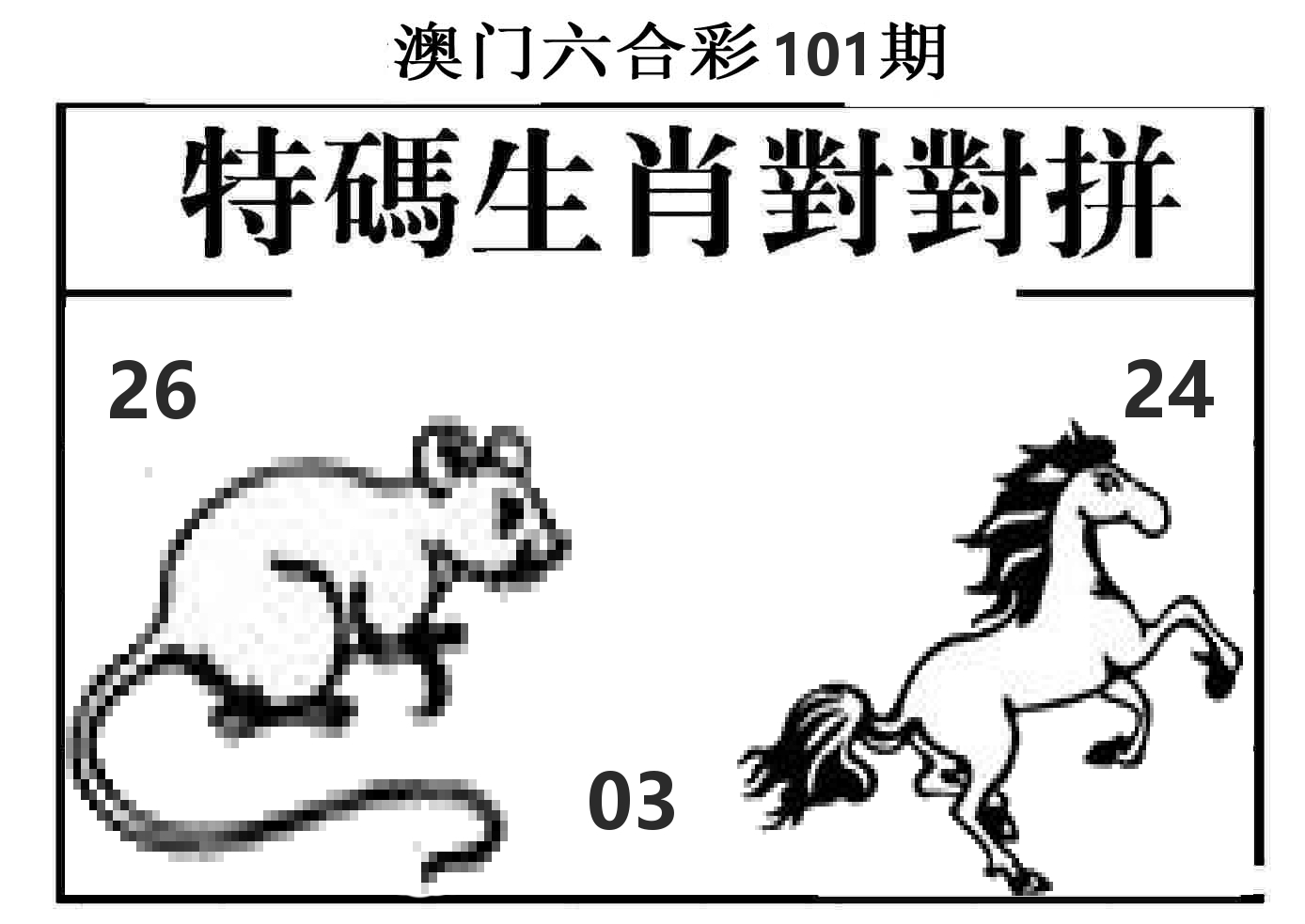 特码生肖对对拼 第101期
