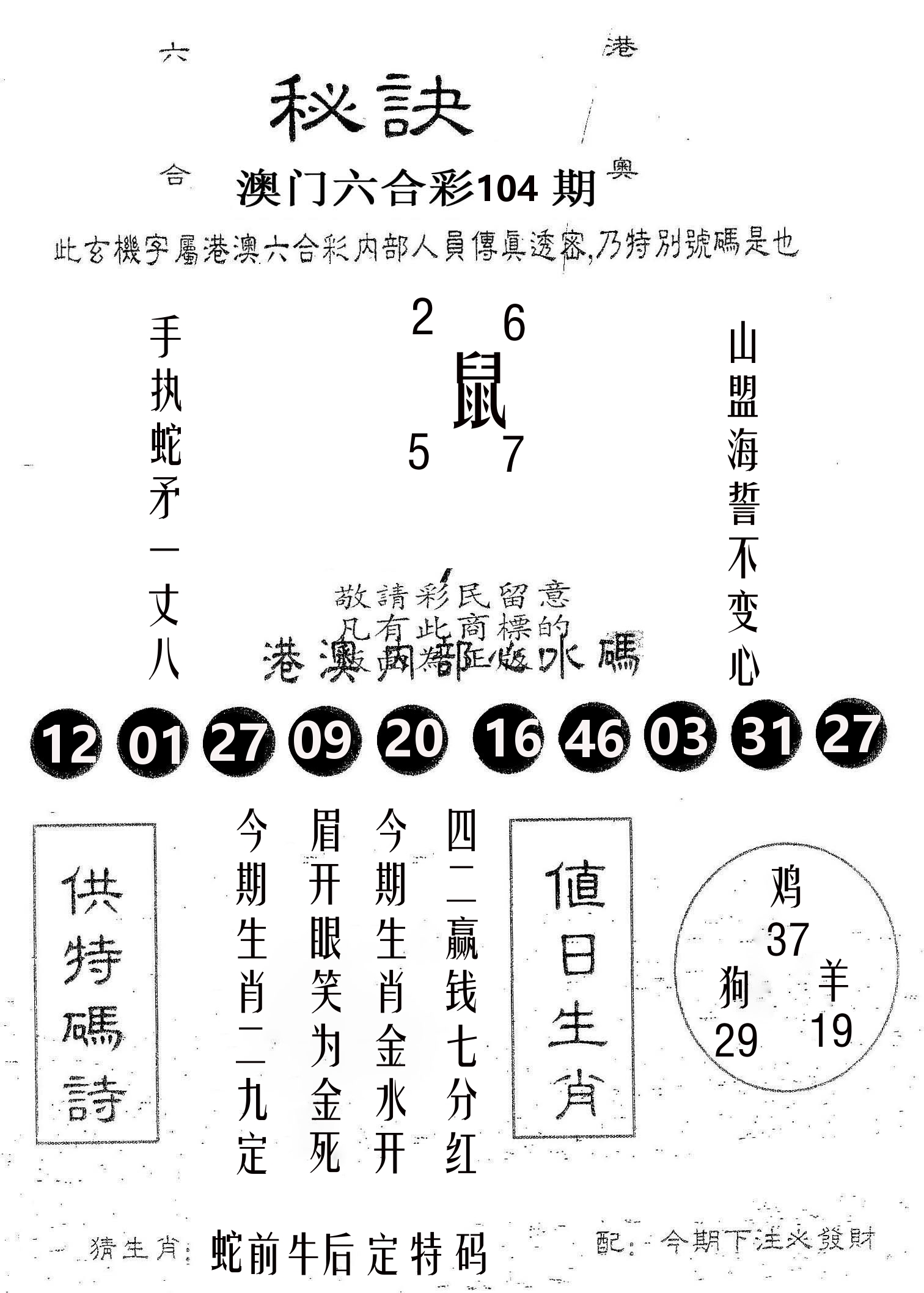 秘决 第104期