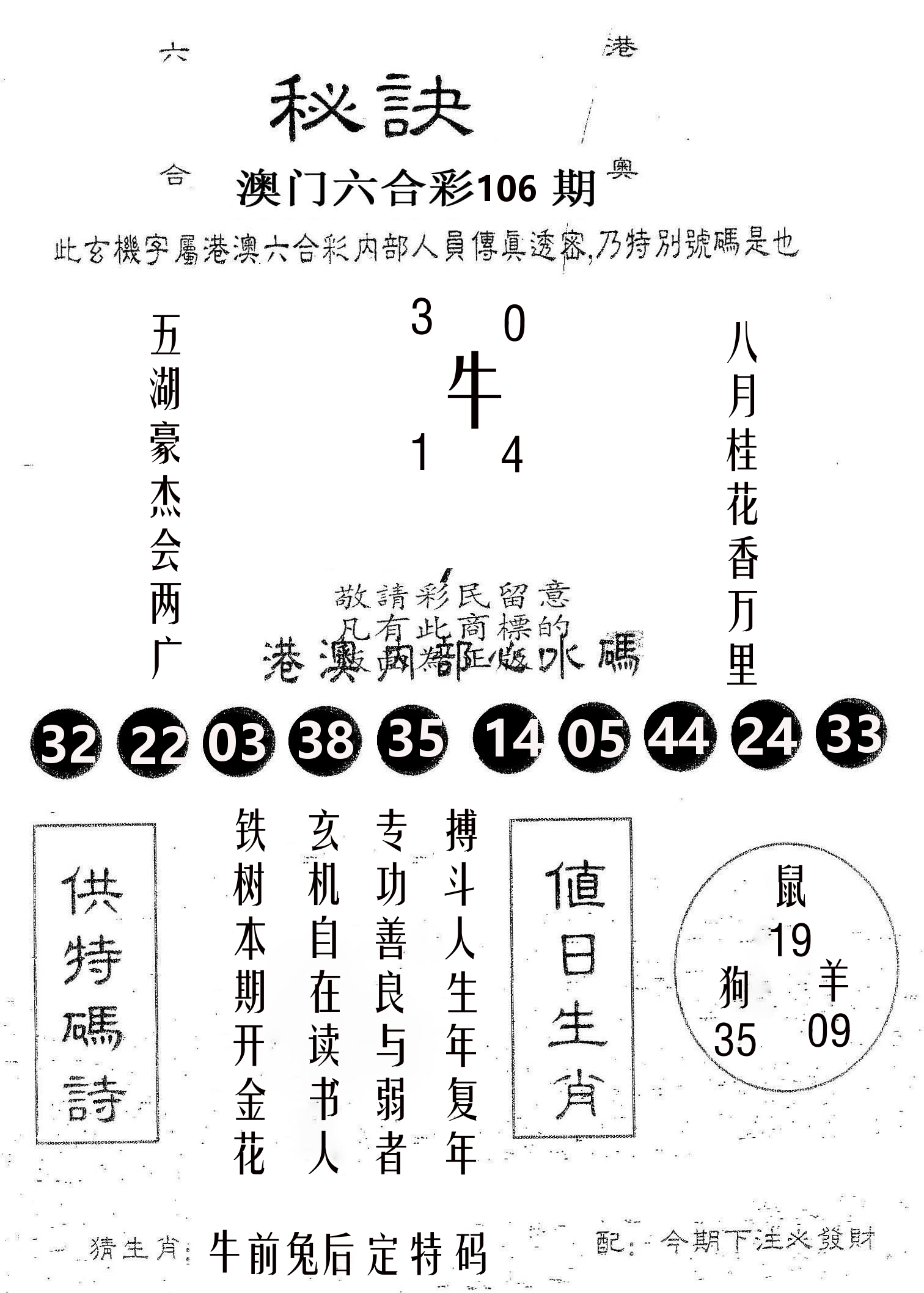 秘决 第106期
