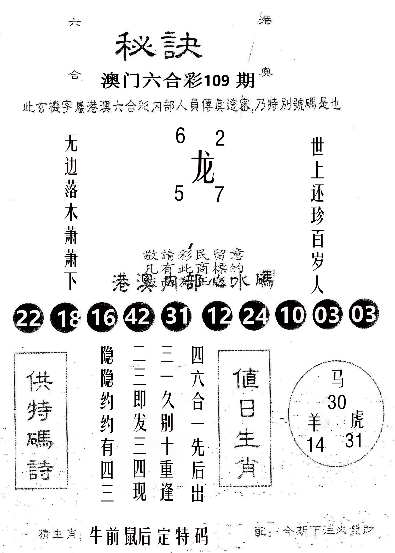 秘决 第109期
