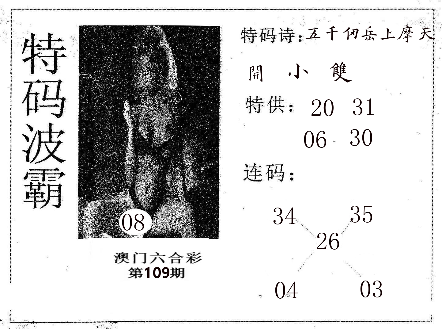 特码波霸 第109期