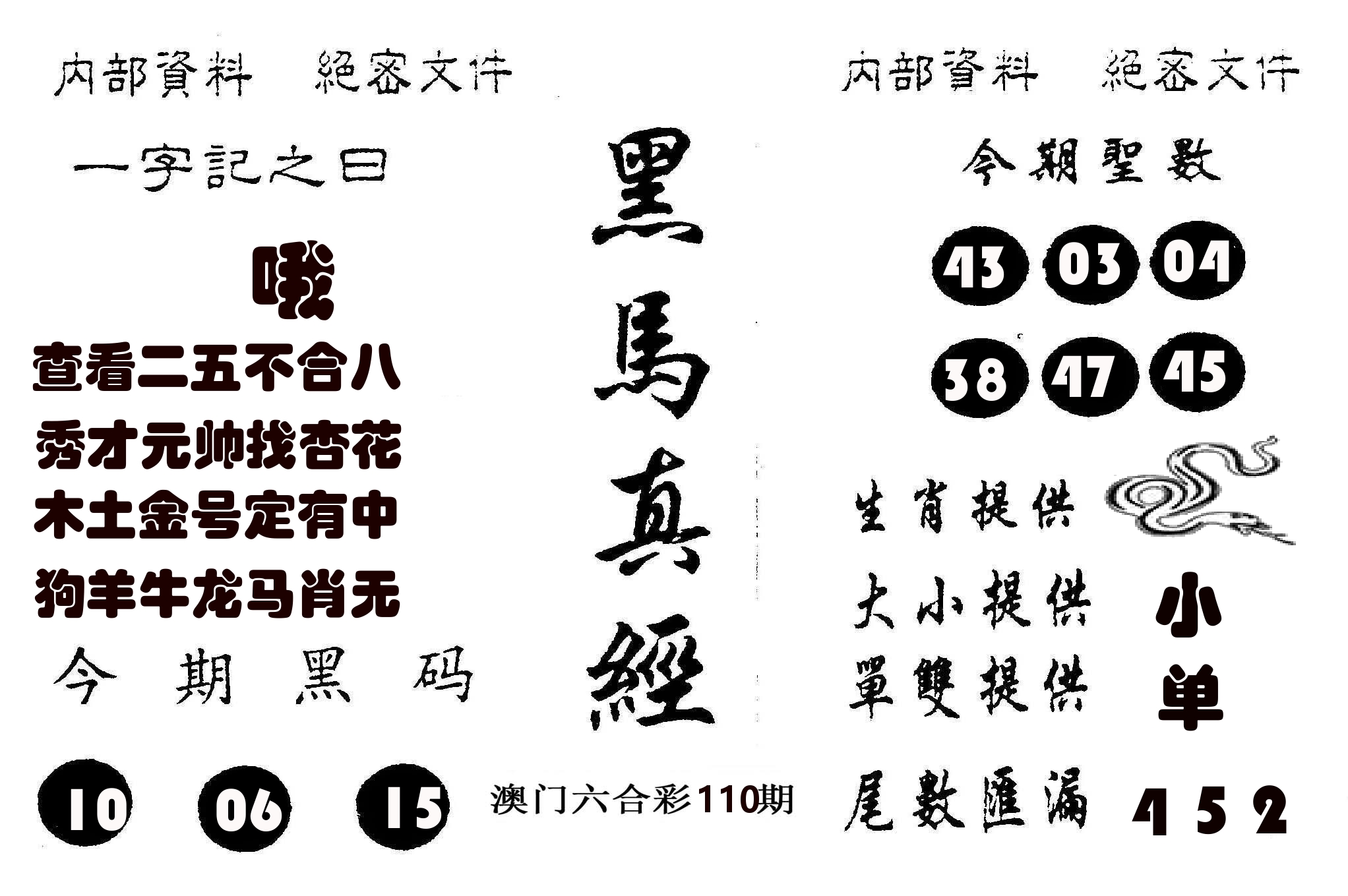 黑马真经 第110期