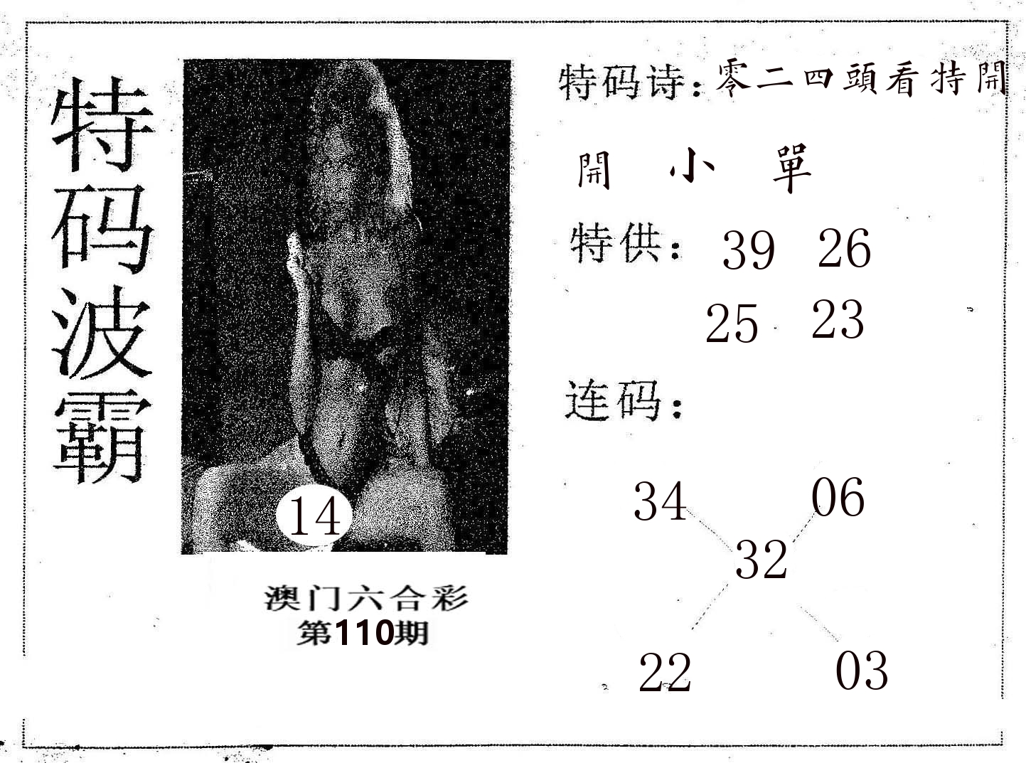 特码波霸 第110期