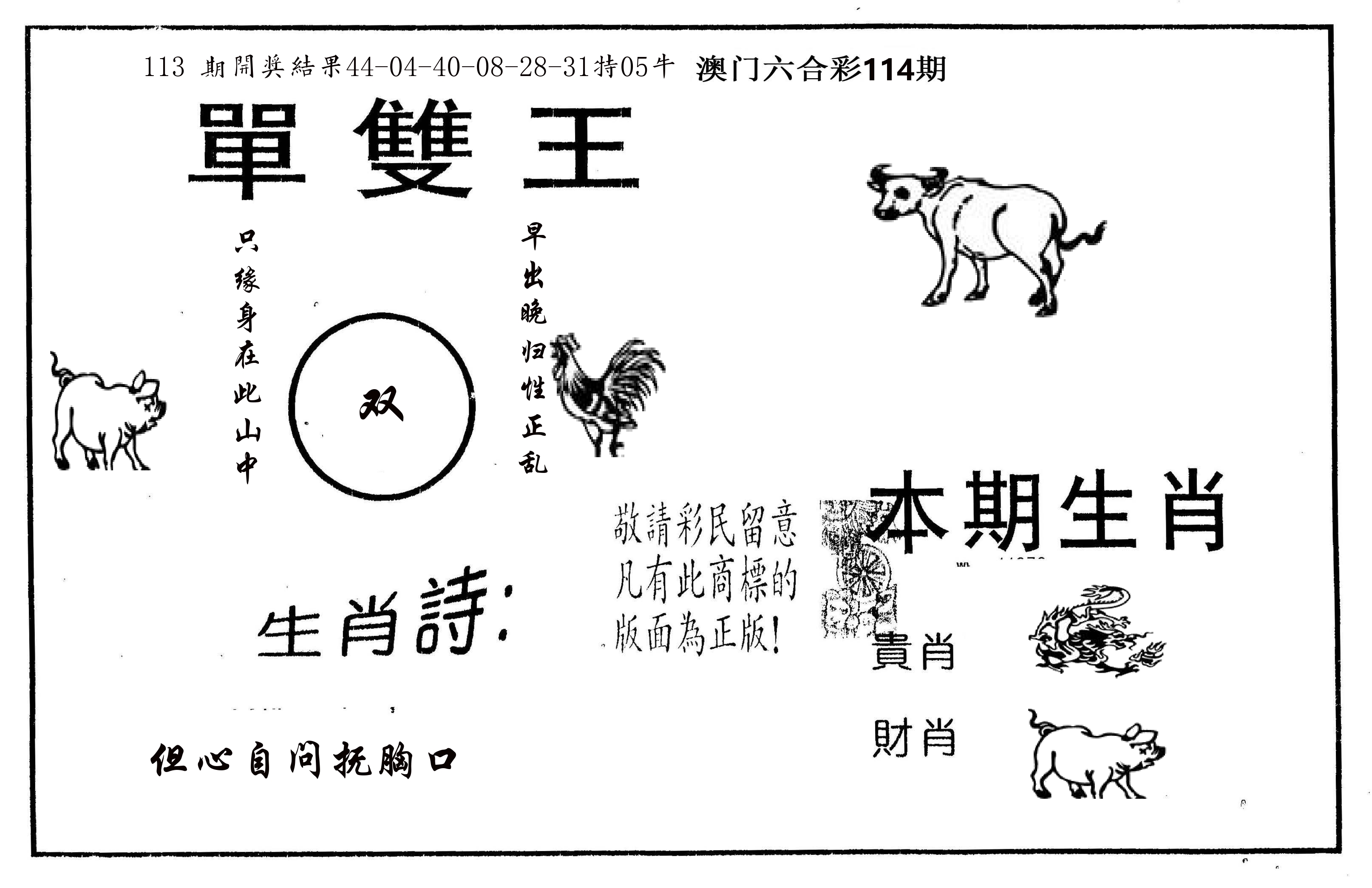 单双王A 第114期