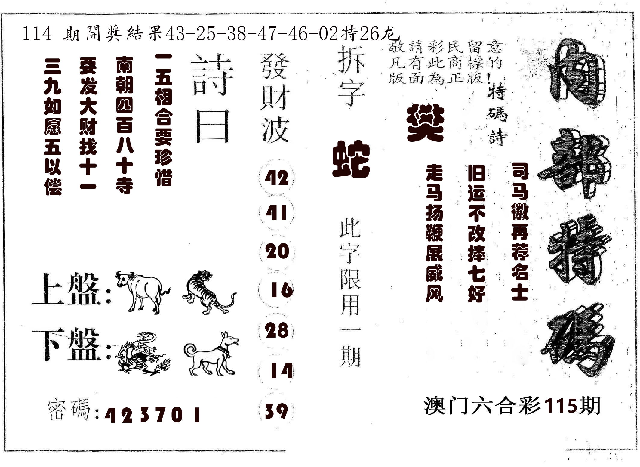 内部特码 第115期