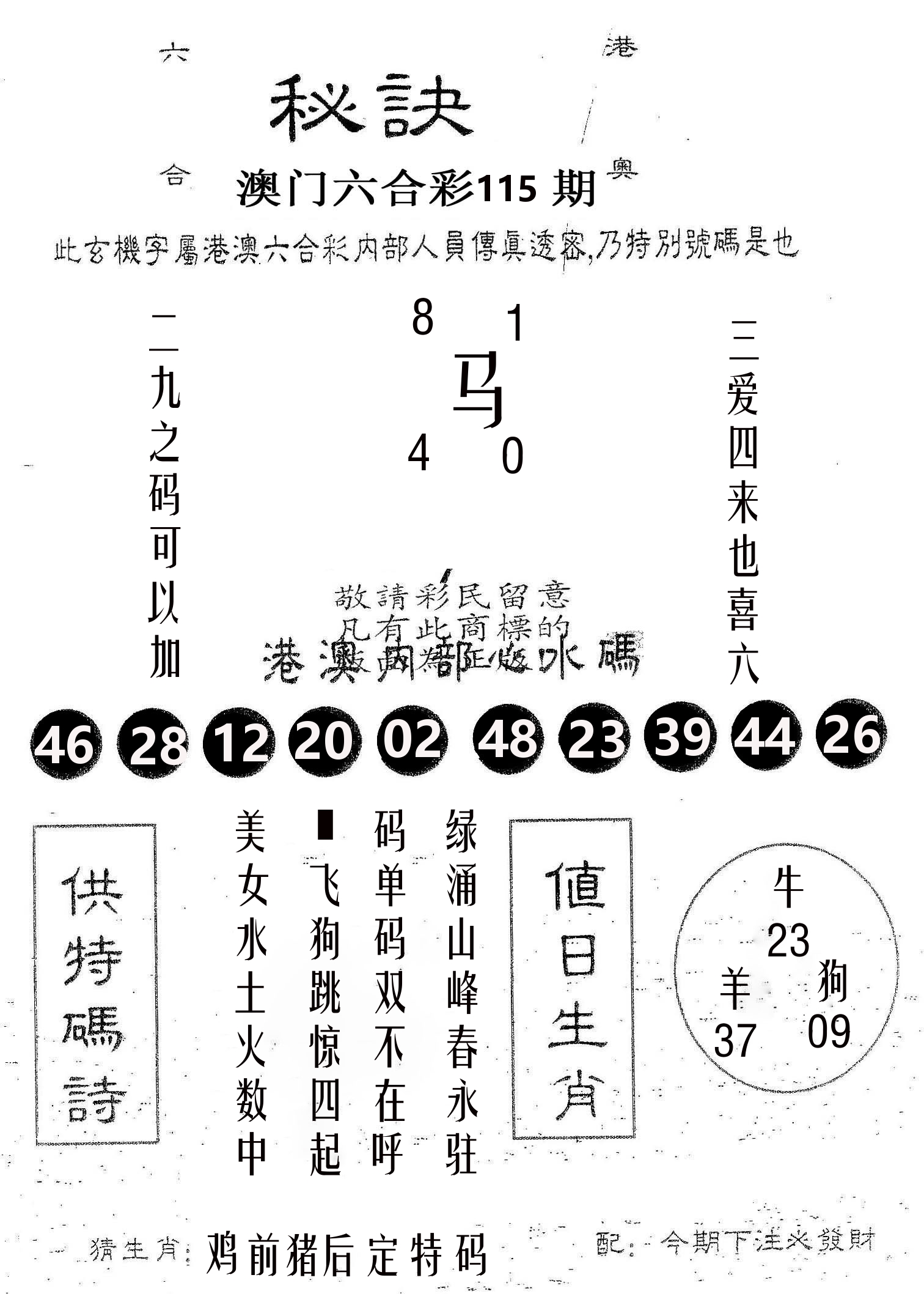 秘决 第115期