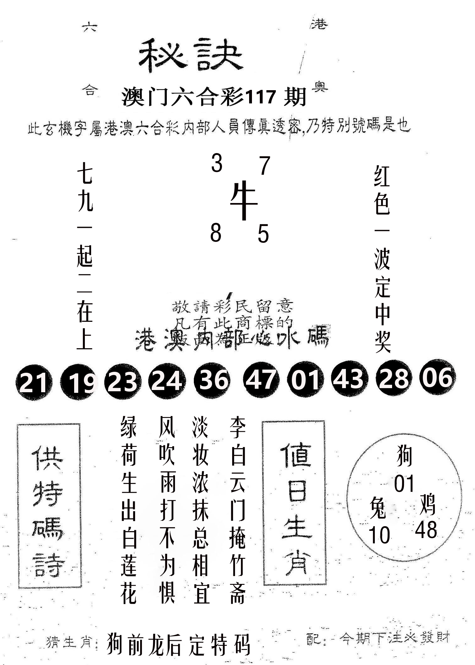 秘决 第117期