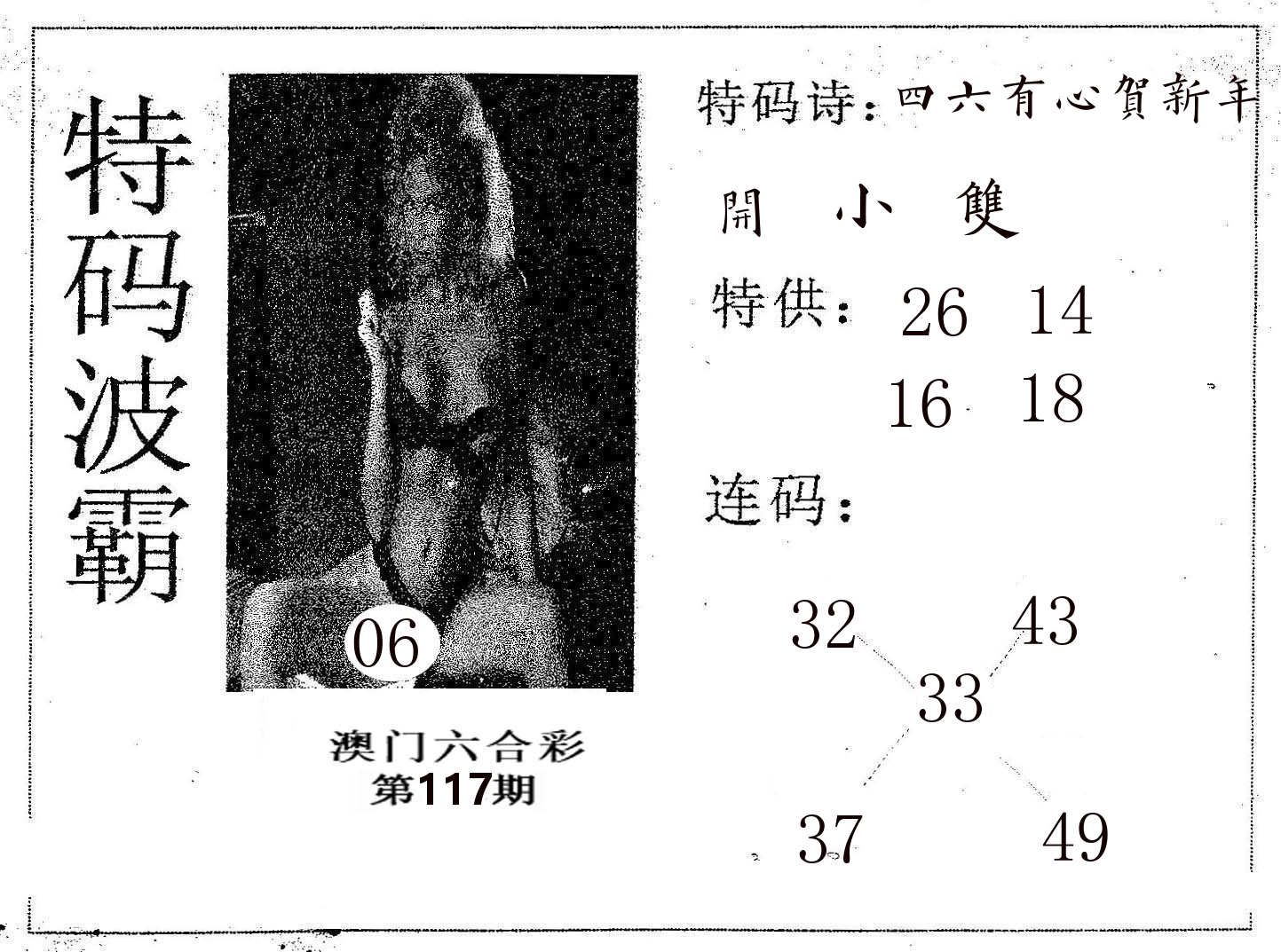 特码波霸 第117期