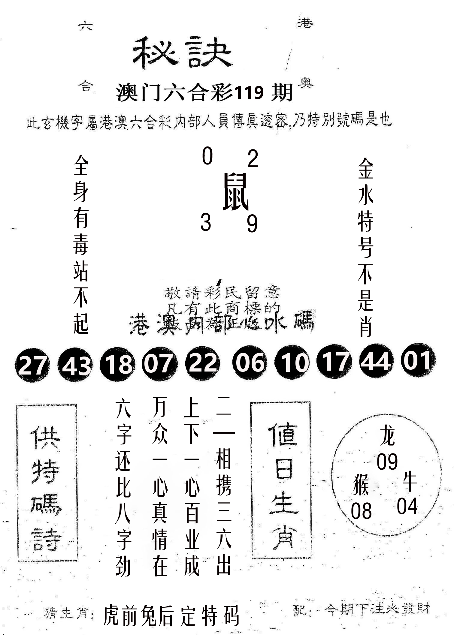秘决 第119期