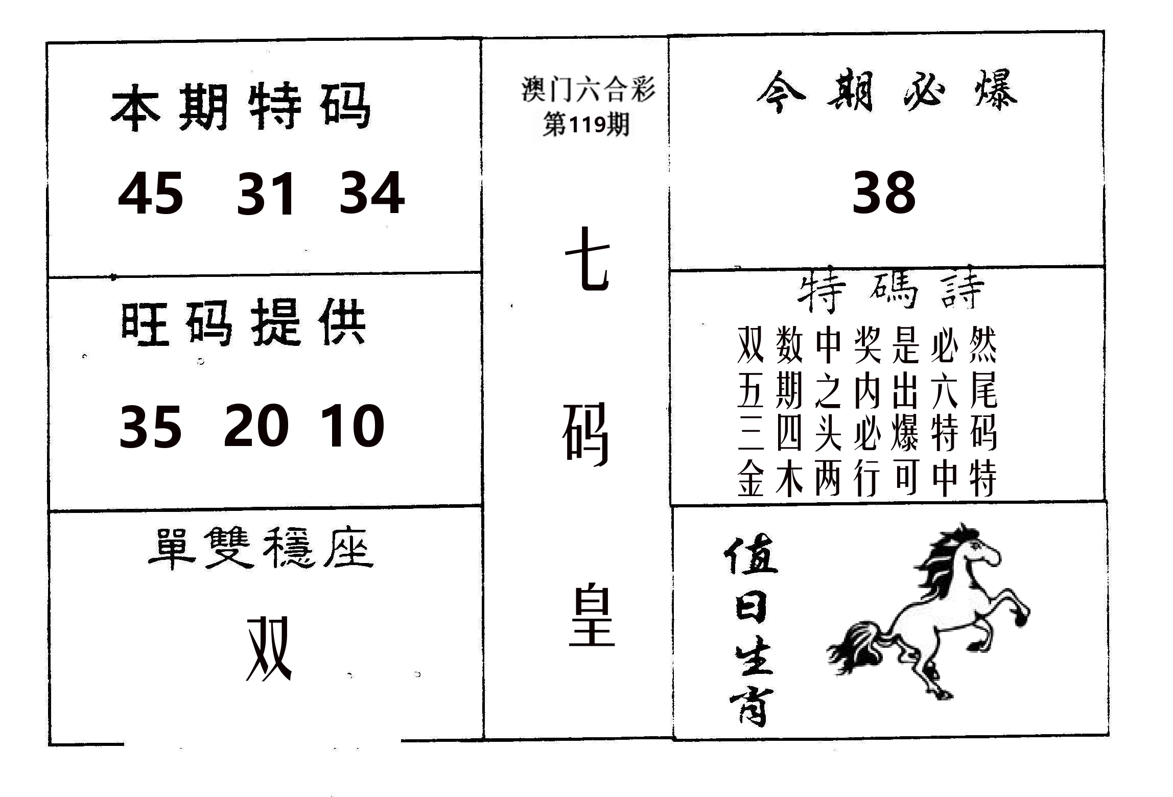 七码皇 第119期