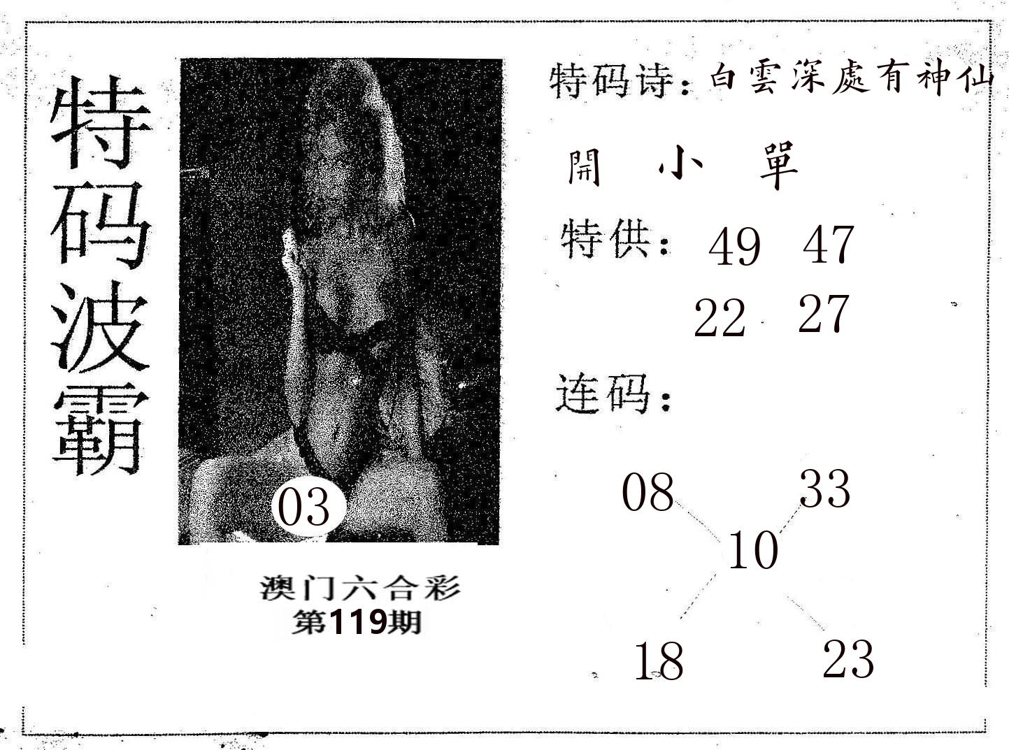 特码波霸 第119期