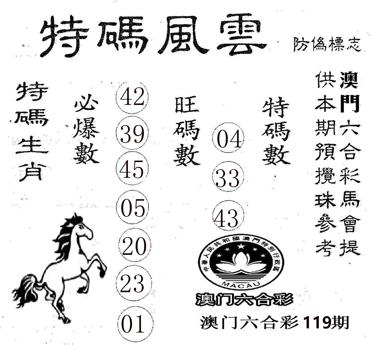 特码风云 第119期