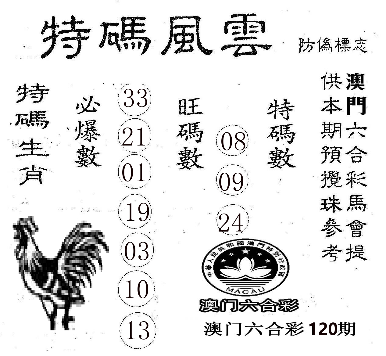 特码风云 第120期