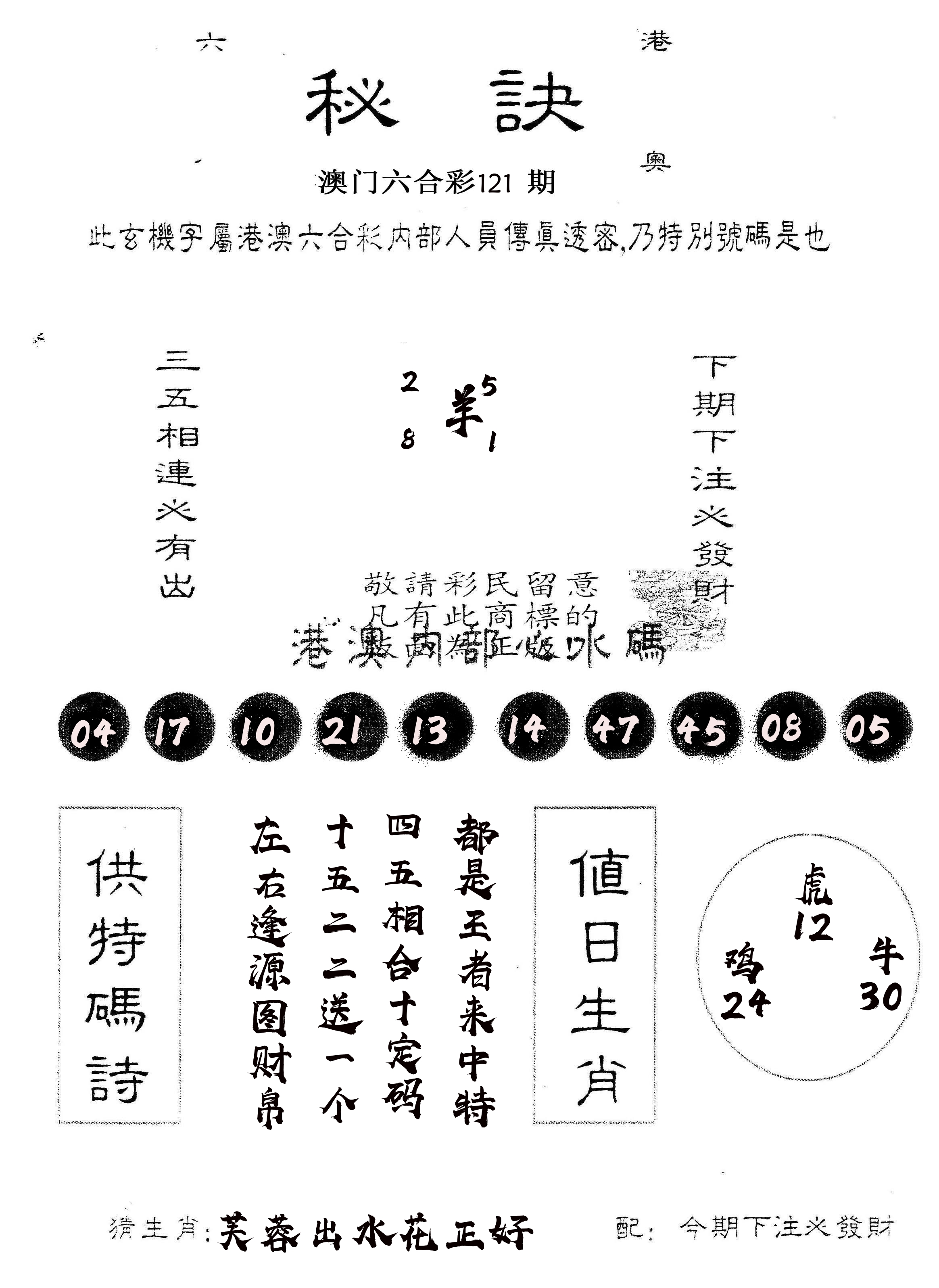 另版秘诀 第121期