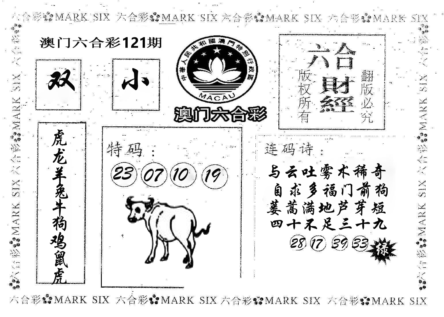 六合财经 第121期