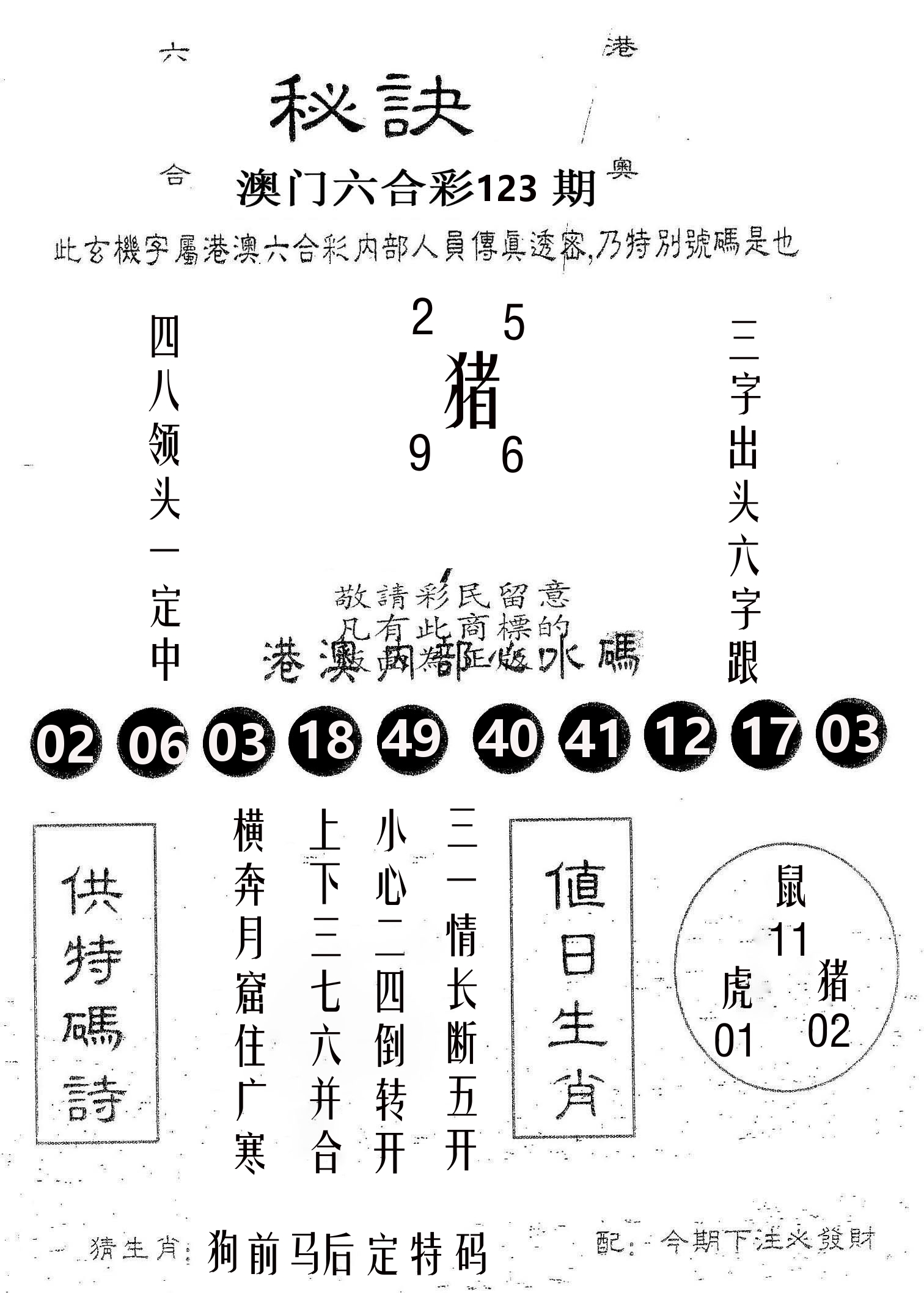 秘决 第123期