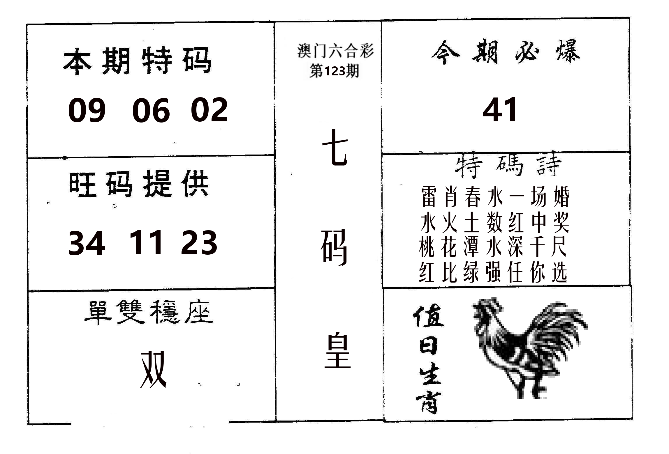七码皇 第123期