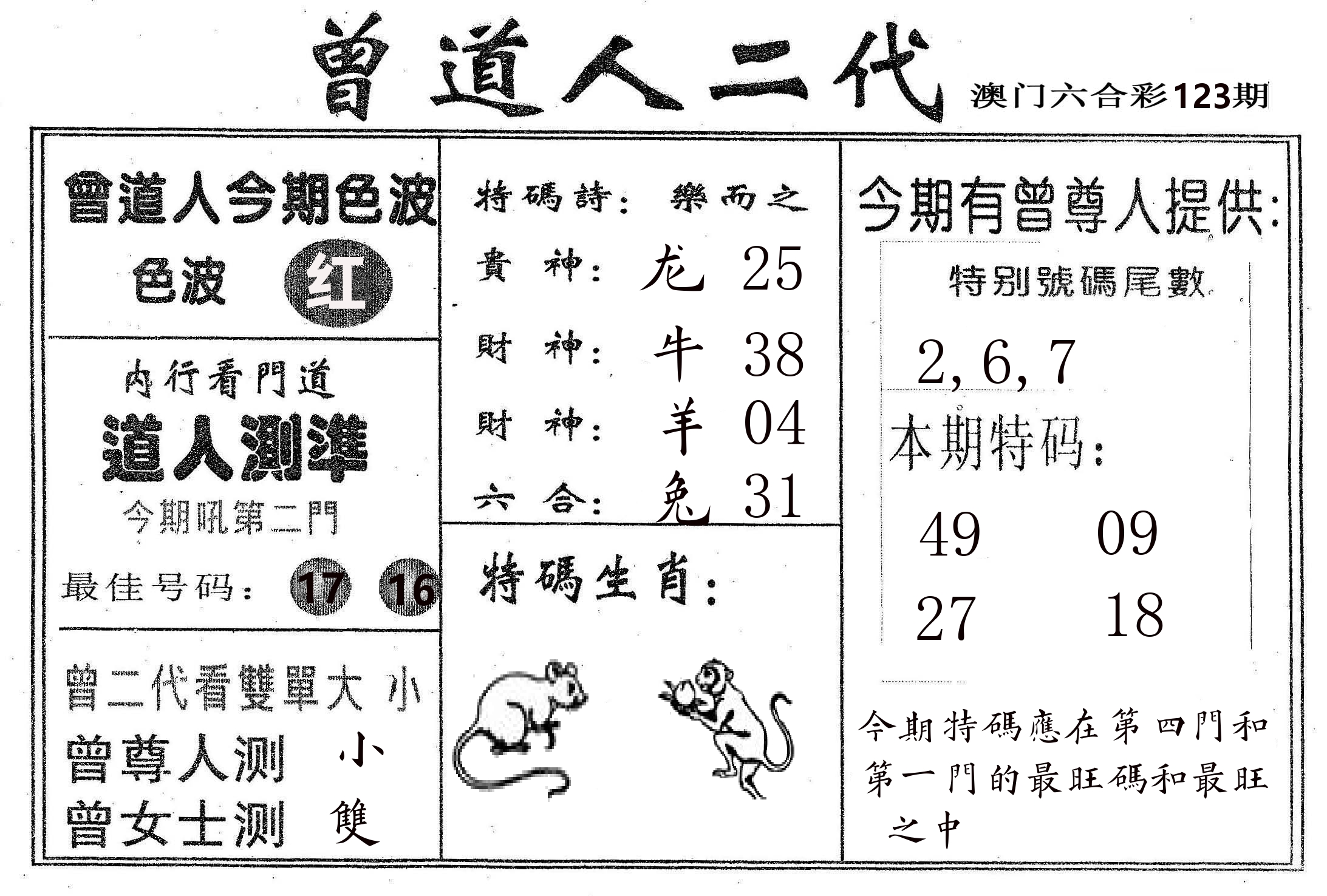 曾二代 第123期