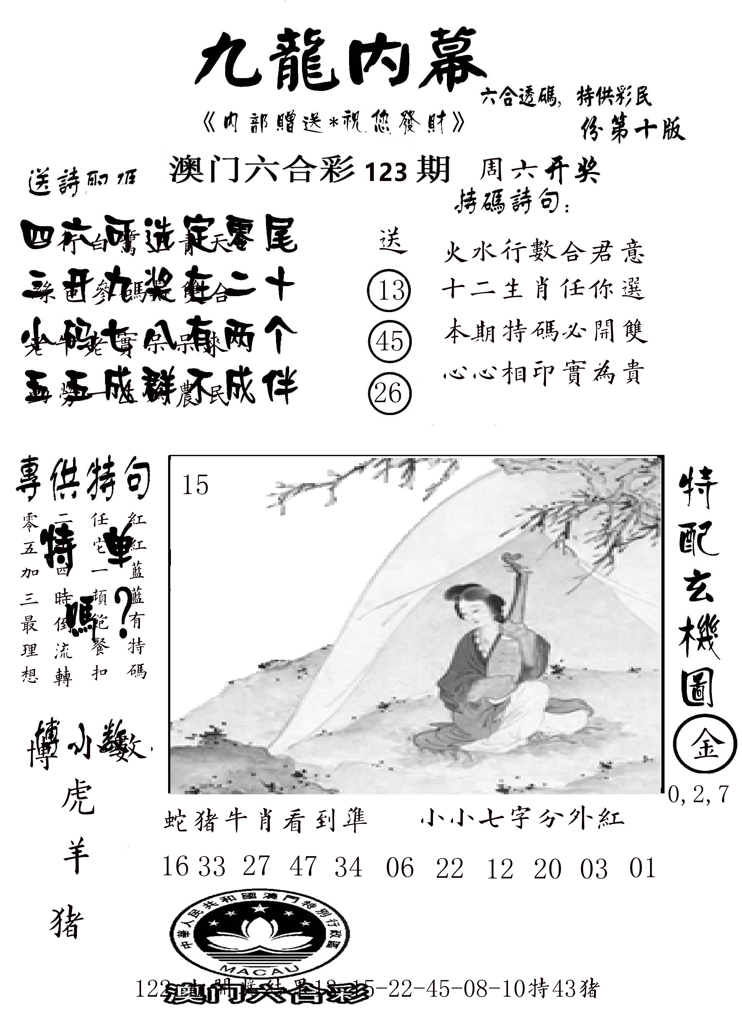 澳门传真2 第123期