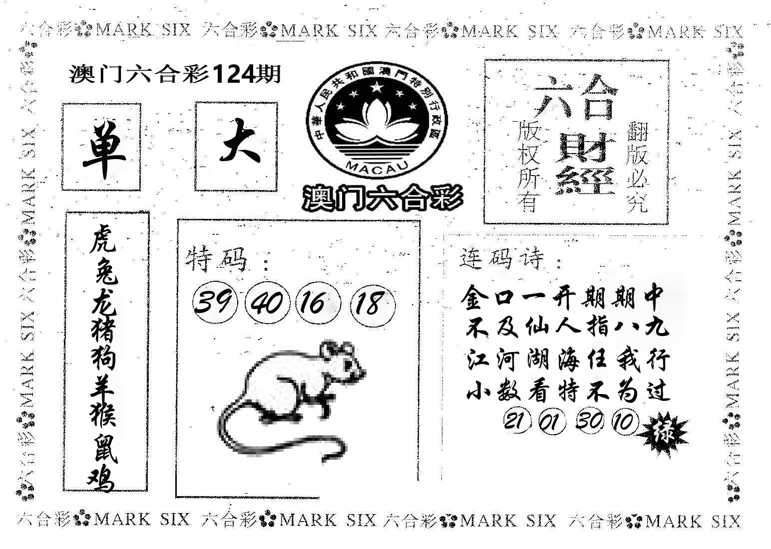 六合财经 第124期