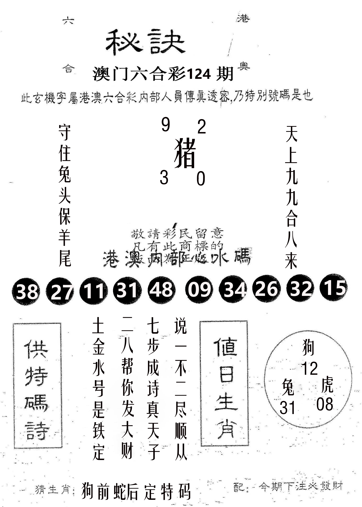 秘决 第124期