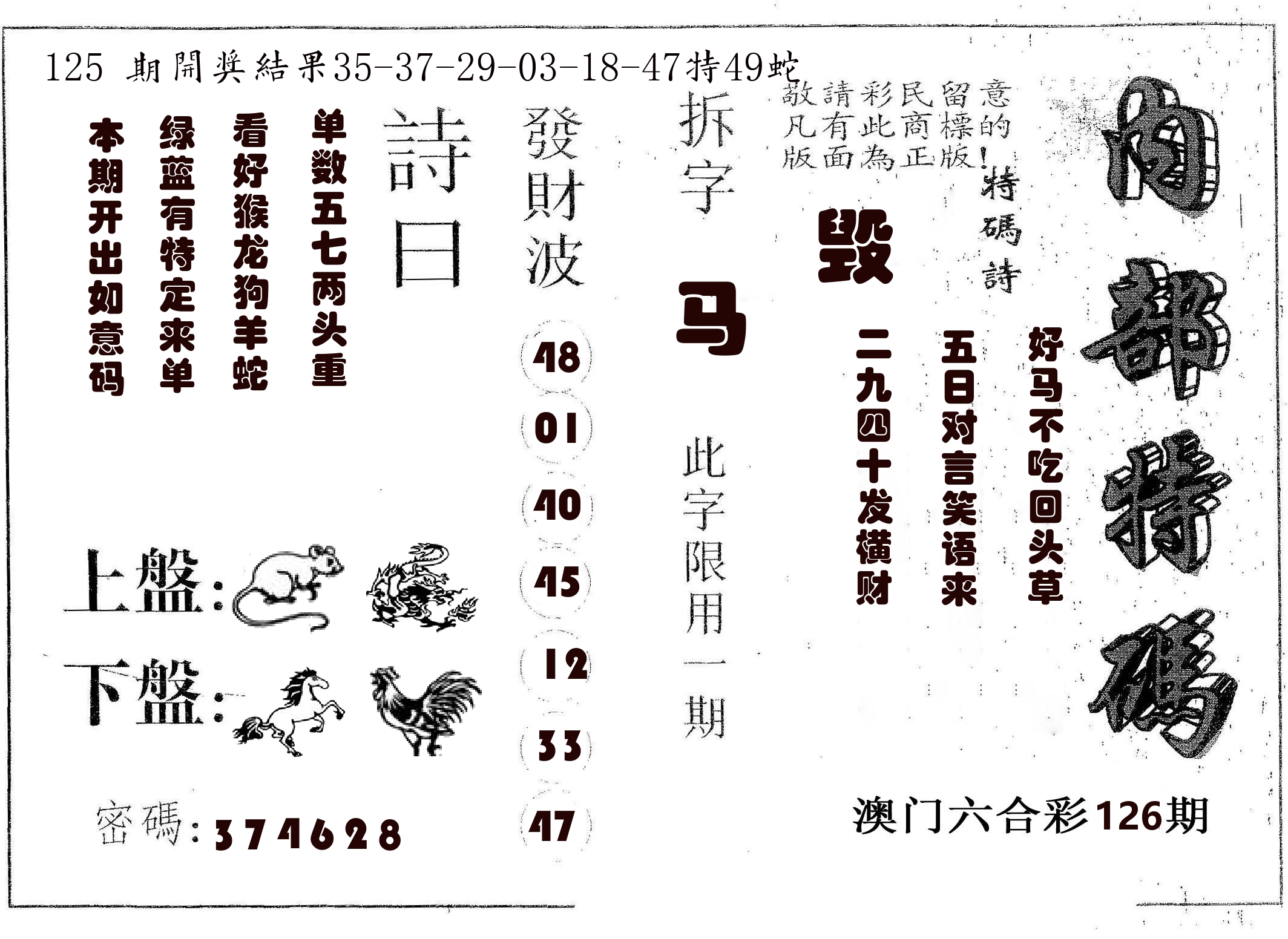 内部特码 第126期