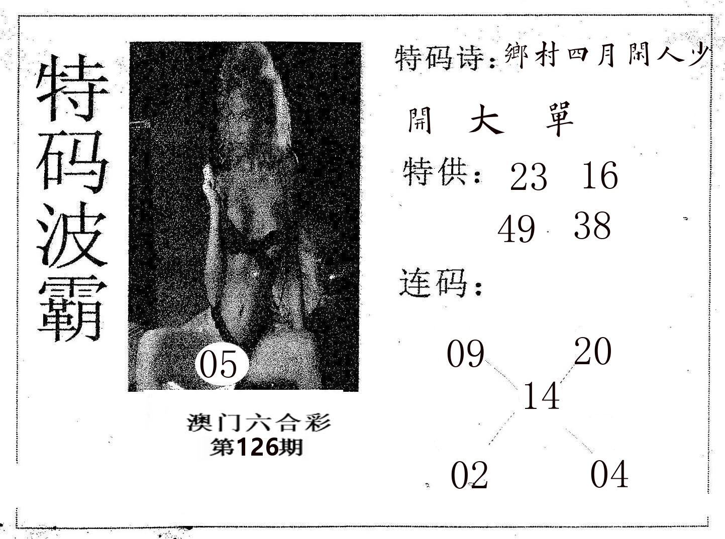 特码波霸 第126期