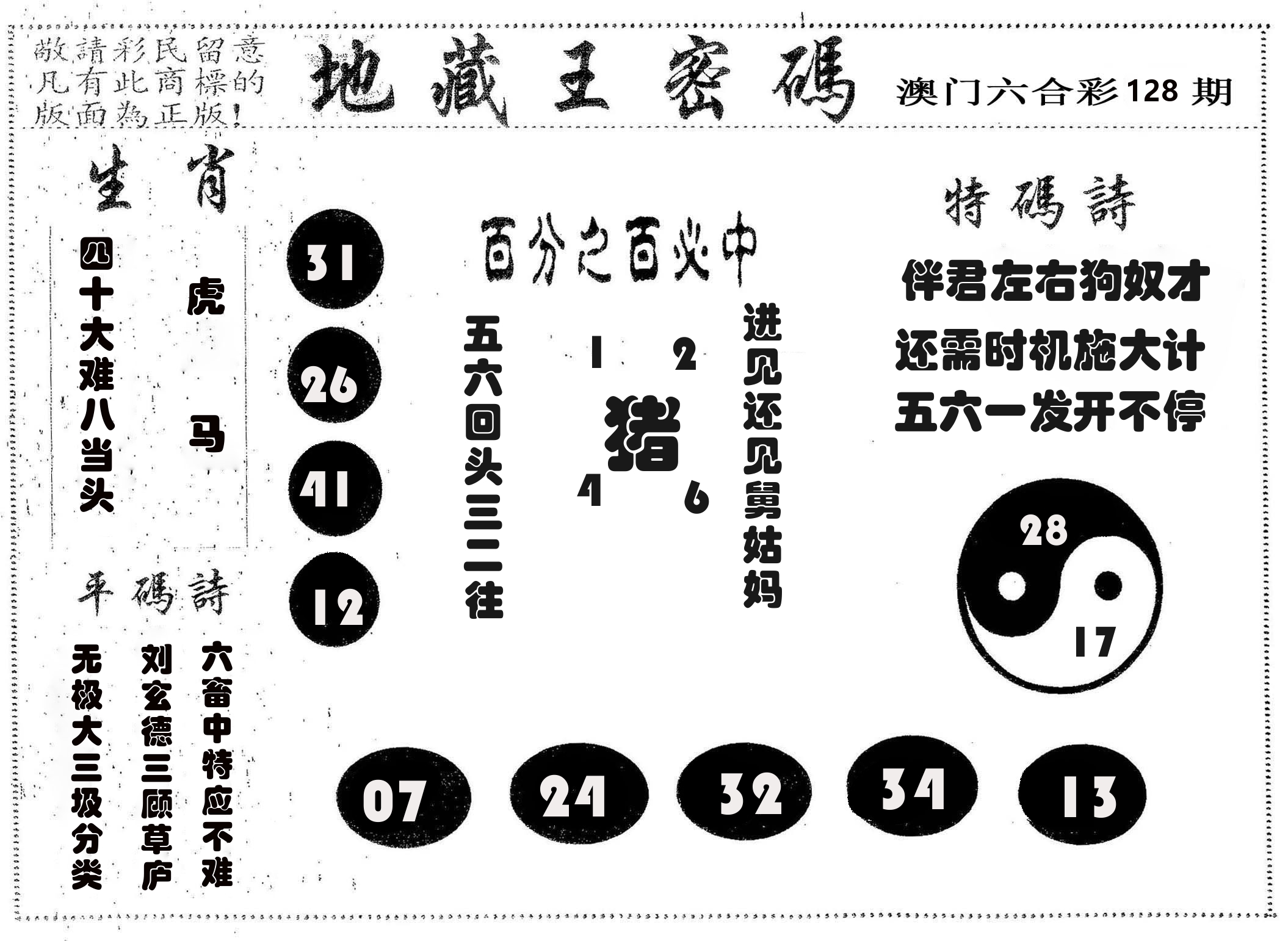 地藏王密码 第128期
