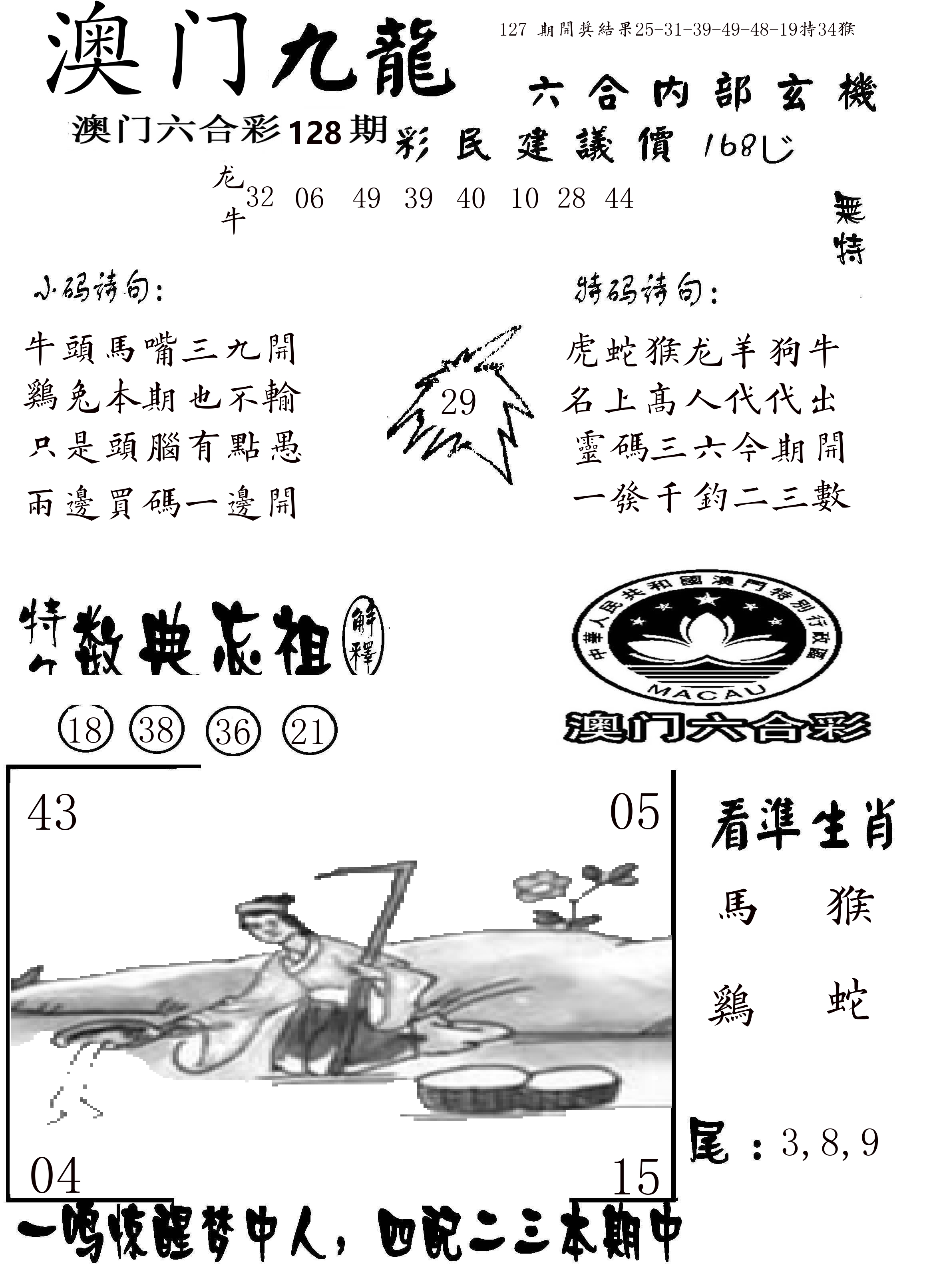 澳门传真1 第128期