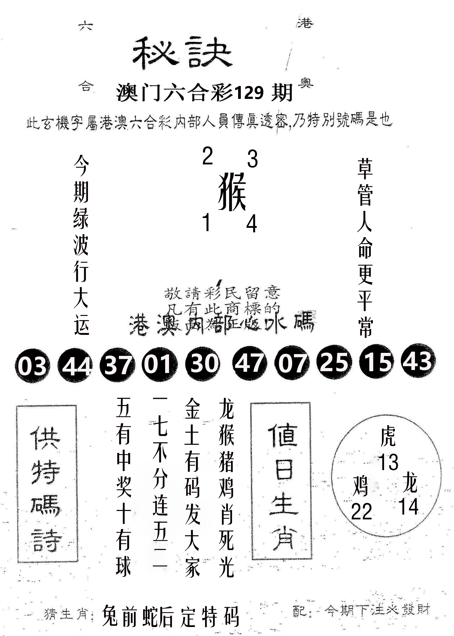 秘决 第129期