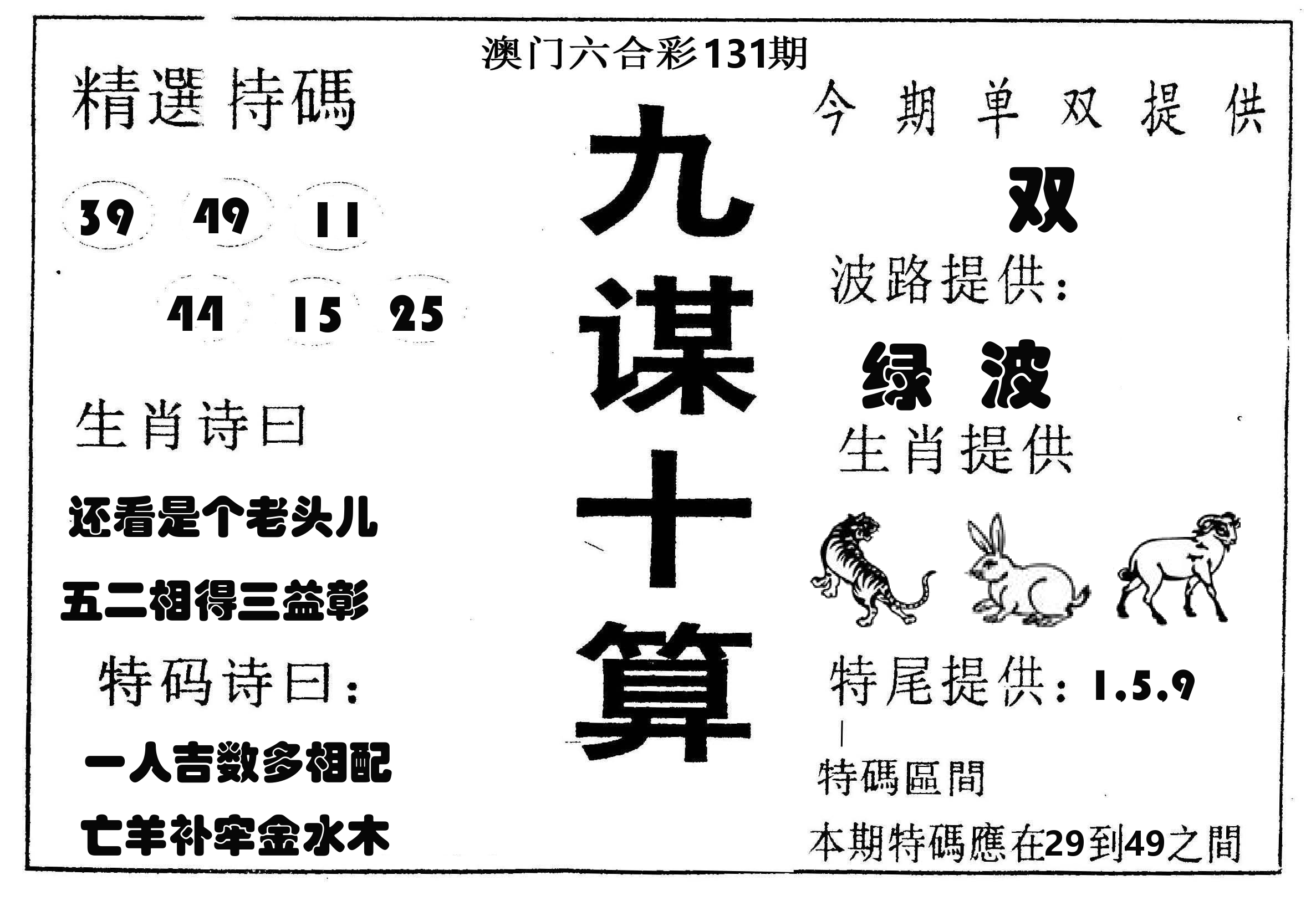 九谋十算 第131期