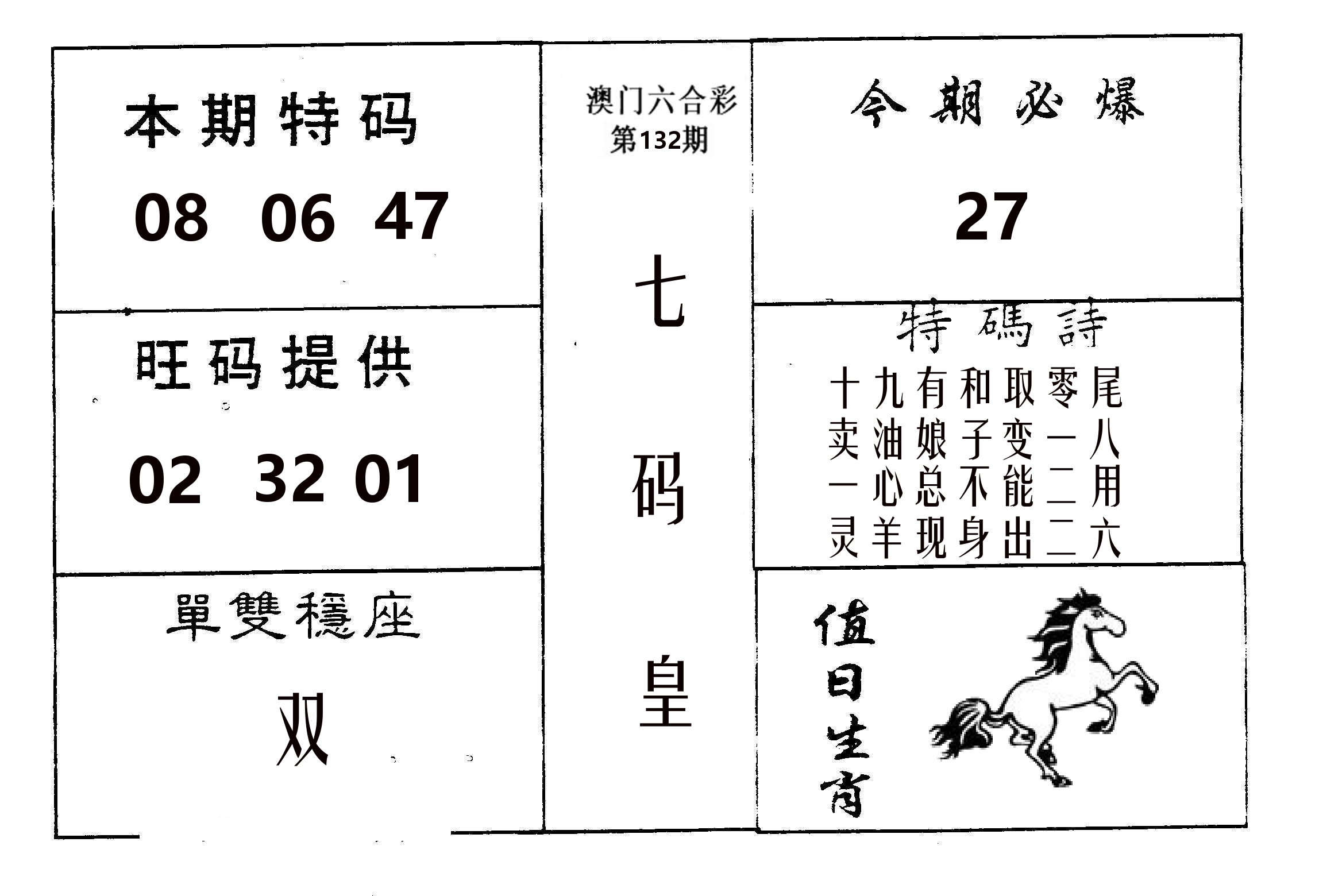 七码皇 第132期