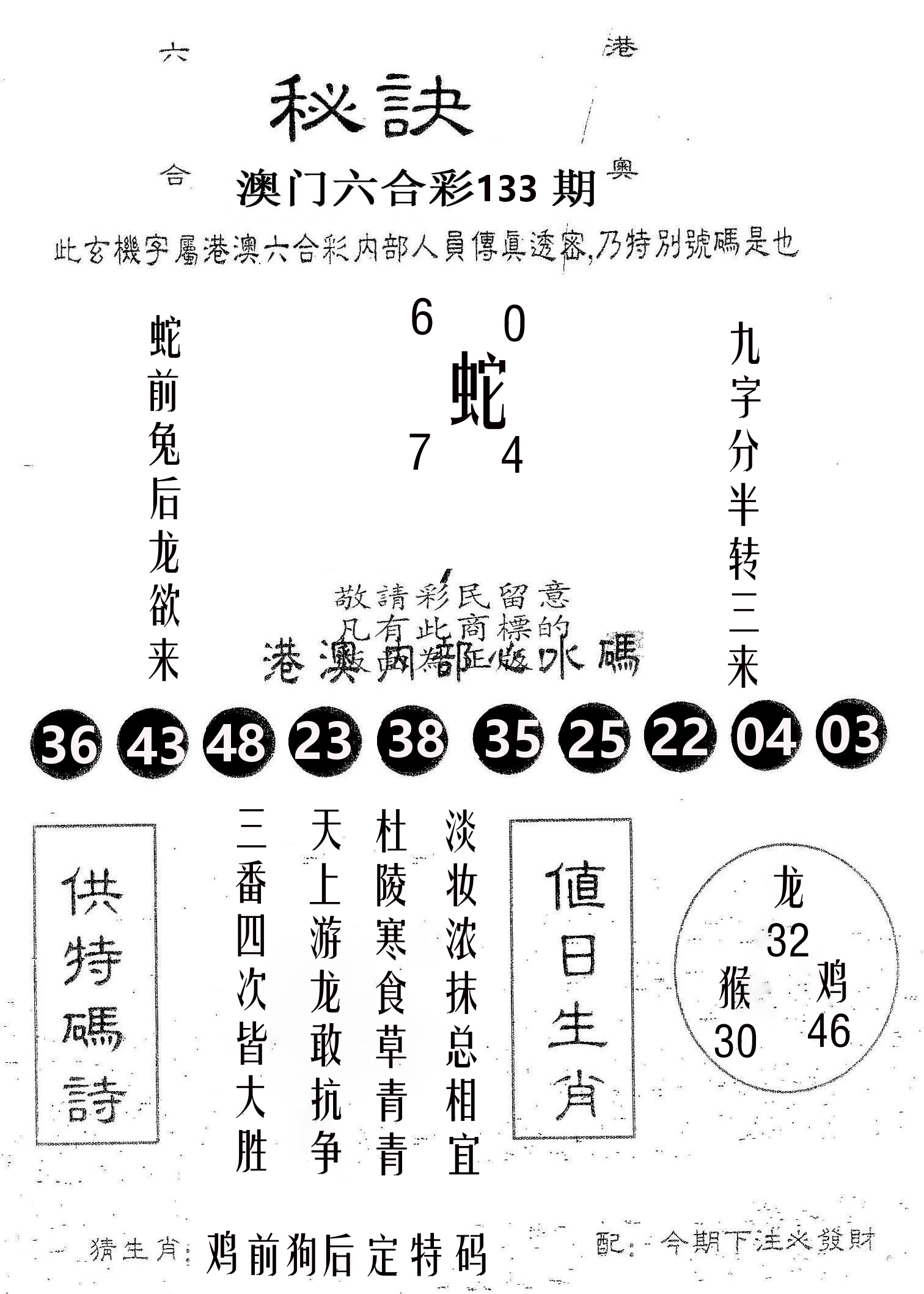 秘决 第133期
