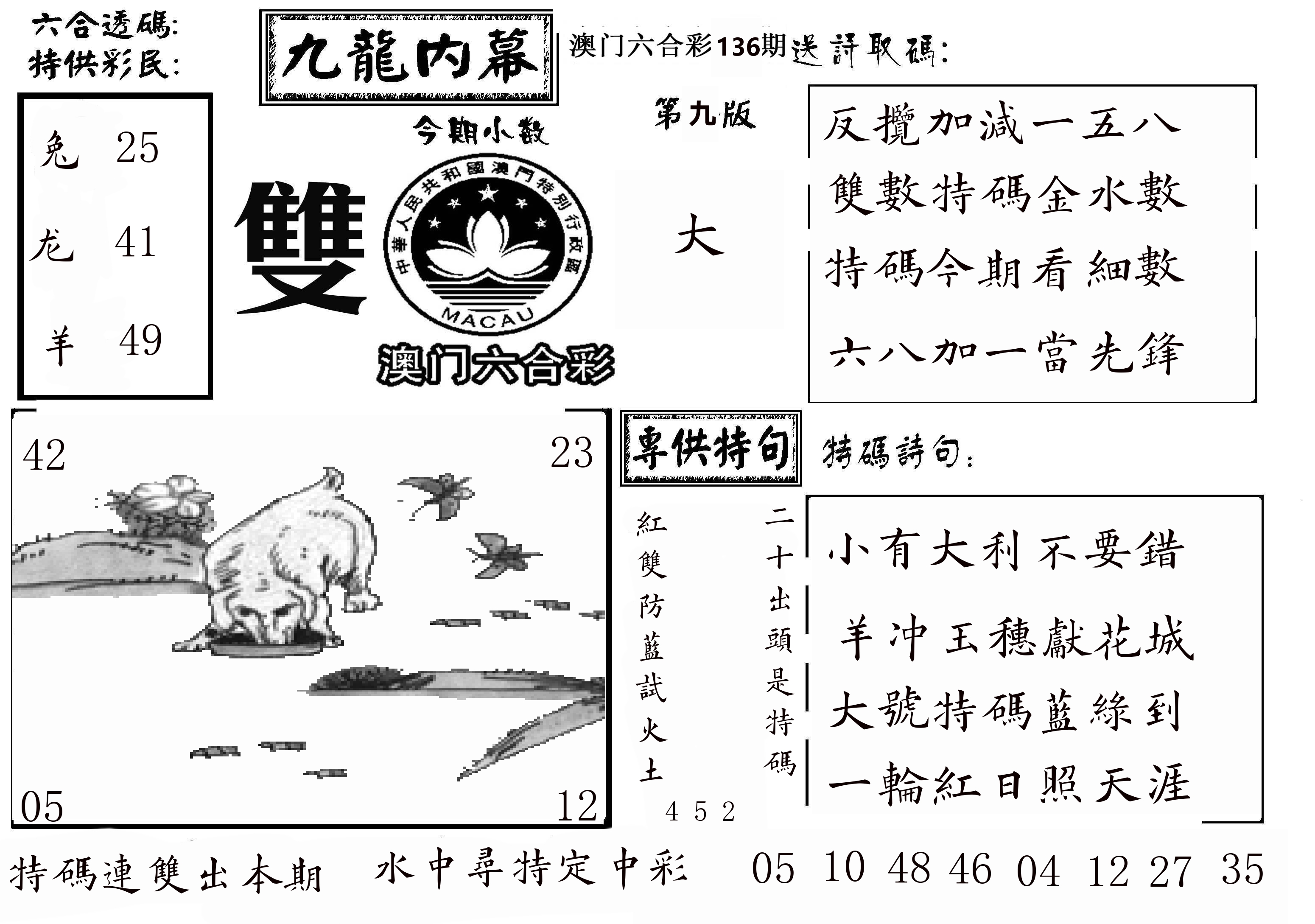 澳门传真3 第136期