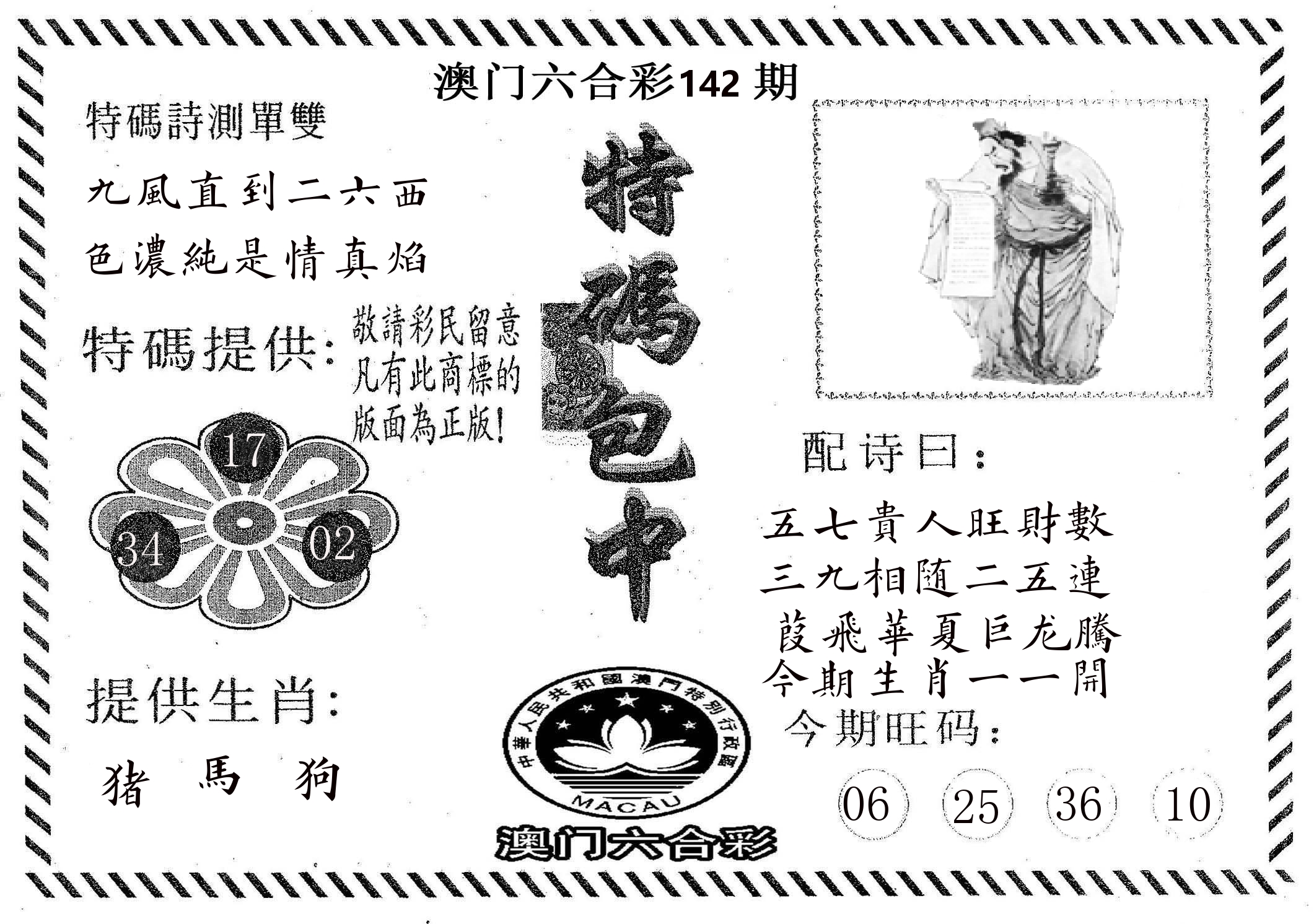 特码包中 第142期