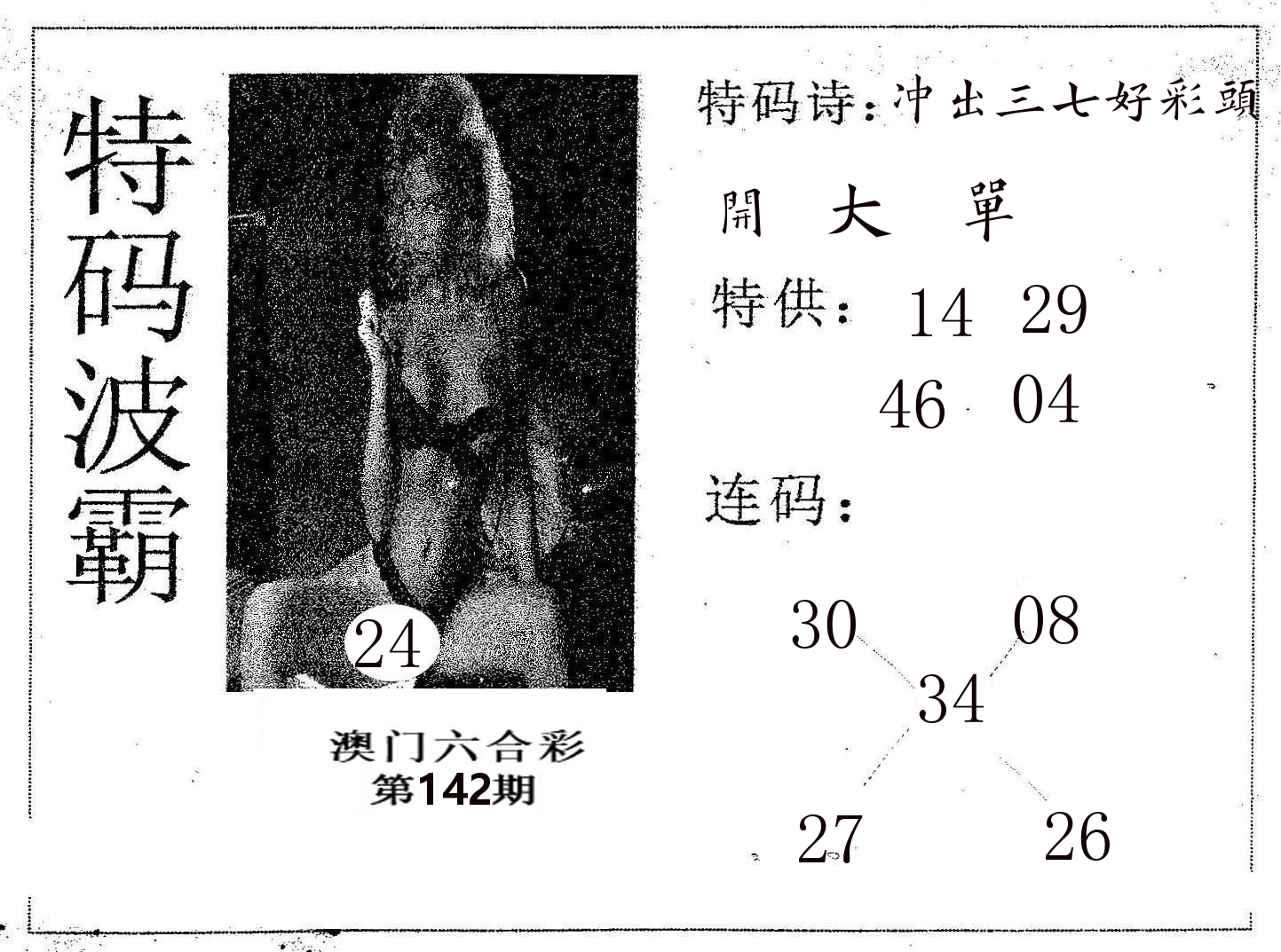 特码波霸 第142期