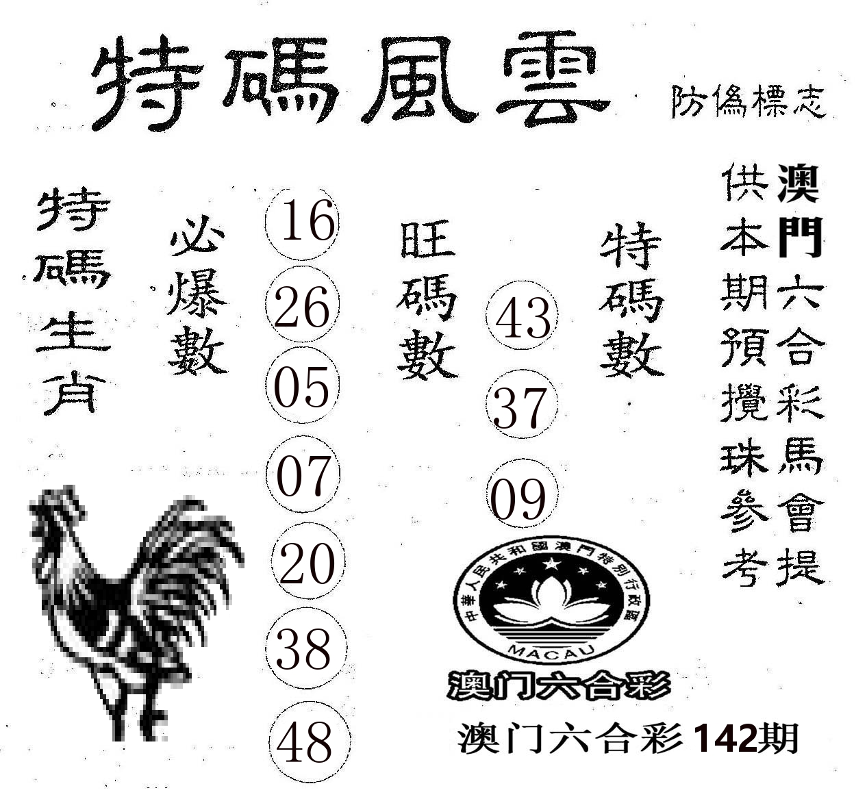 特码风云 第142期