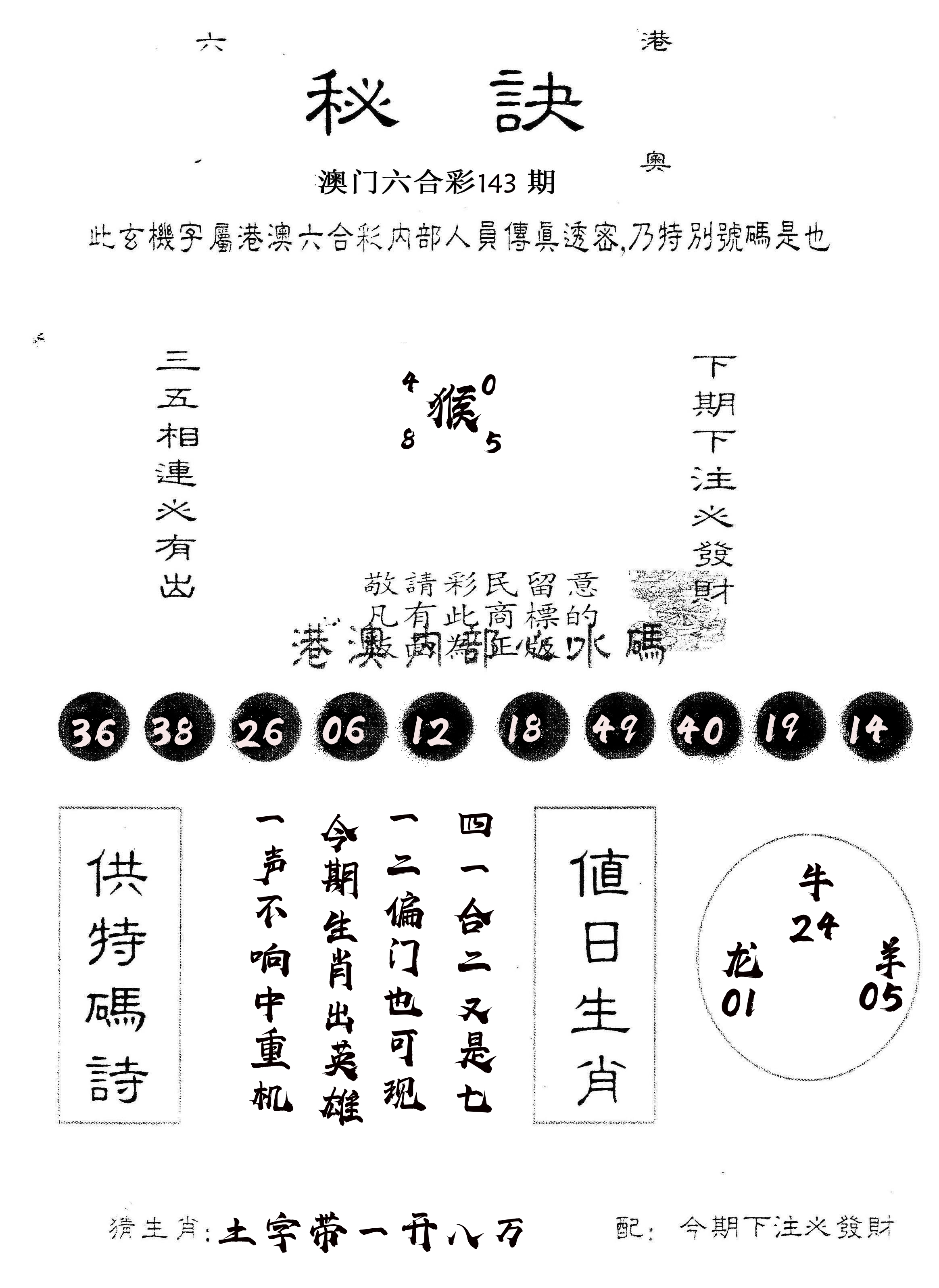 另版秘诀 第143期