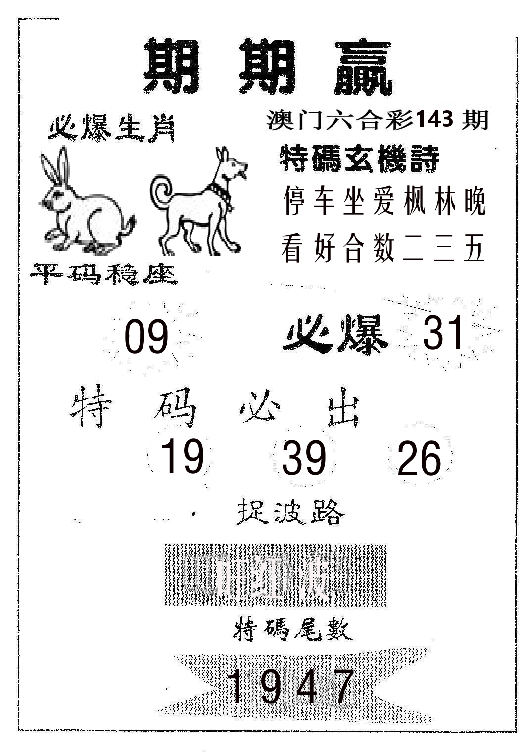 期期赢 第143期
