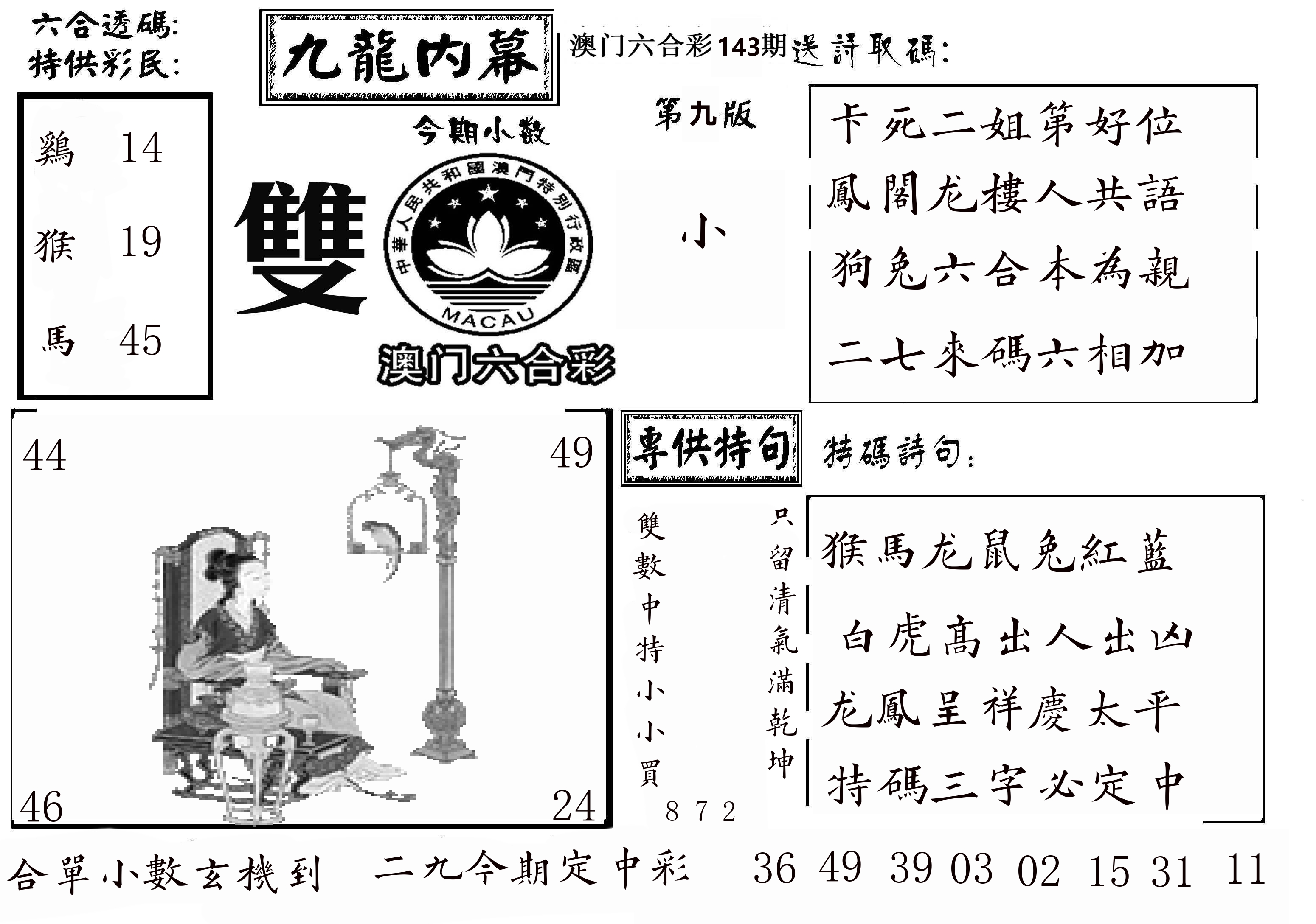 澳门传真3 第143期