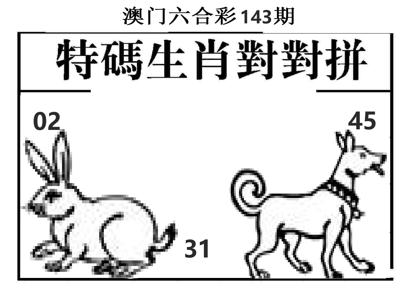 特码生肖对对拼 第143期