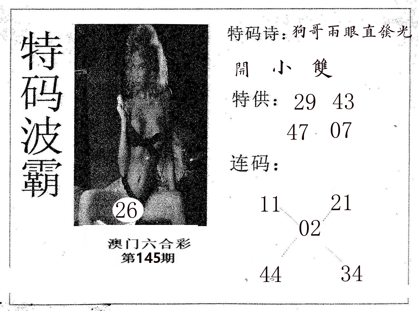 特码波霸 第145期