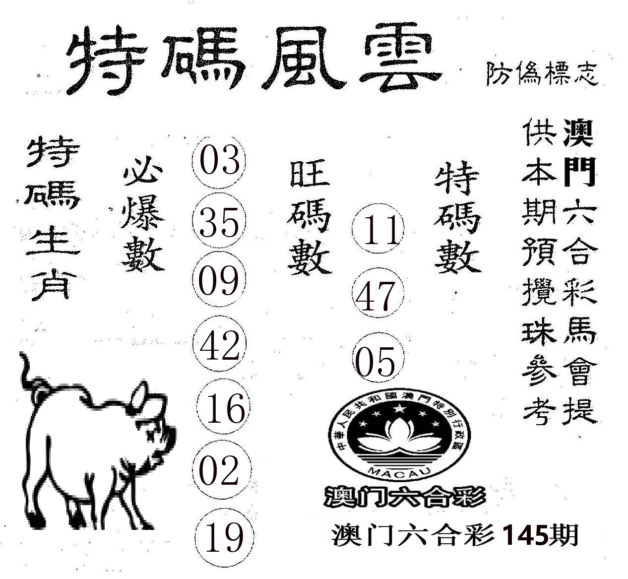 特码风云 第145期