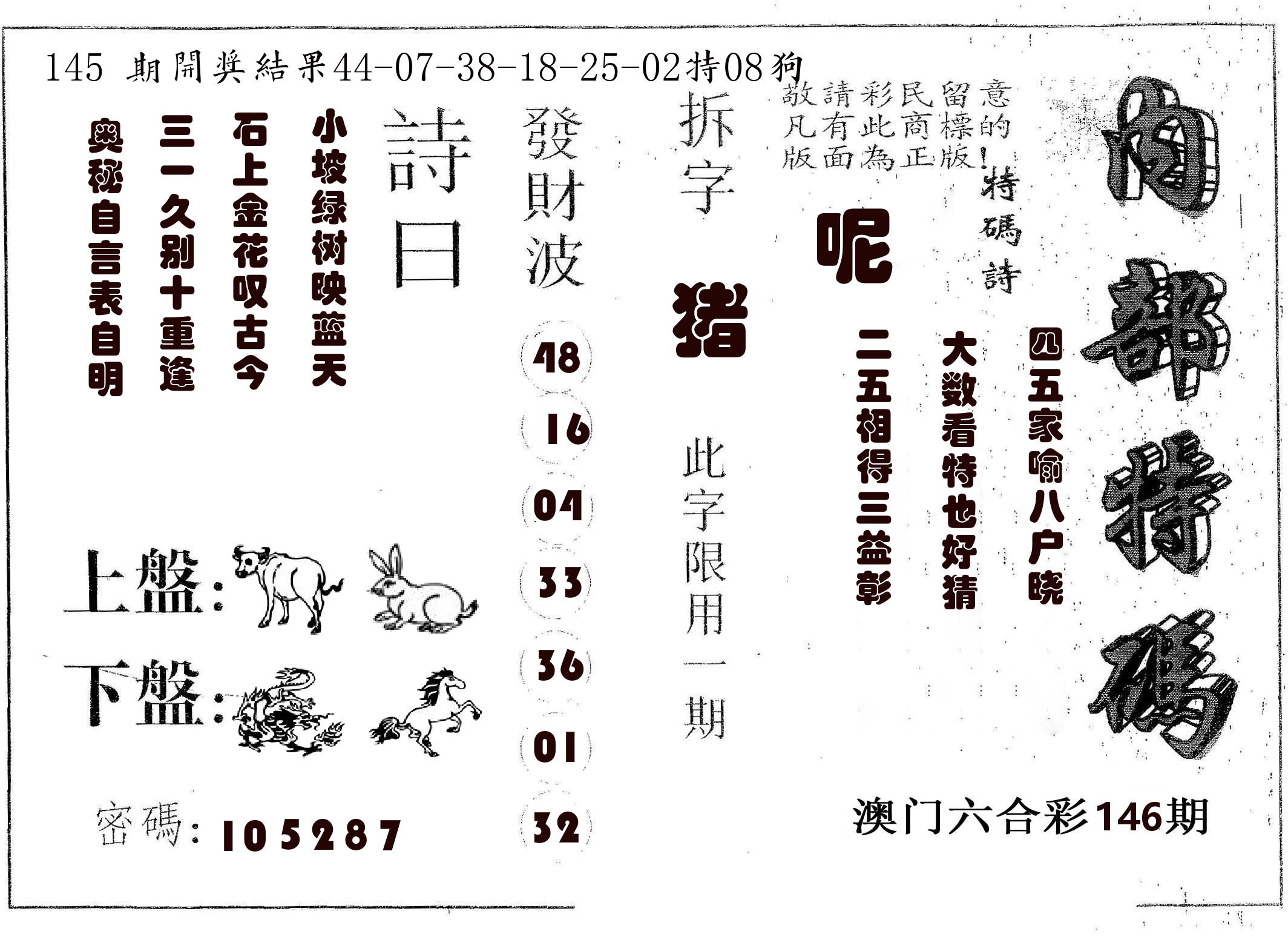 内部特码 第146期