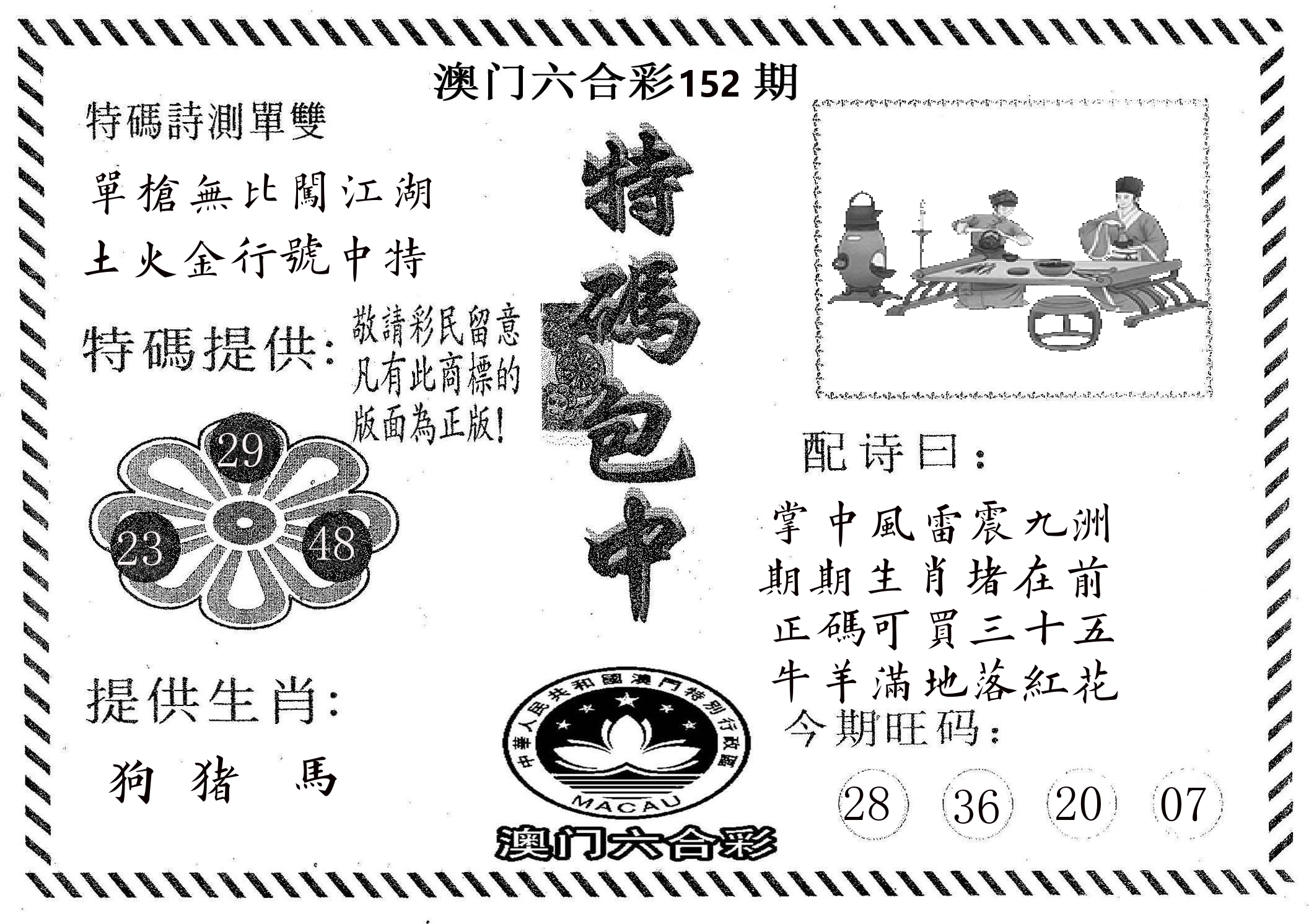 特码包中 第152期