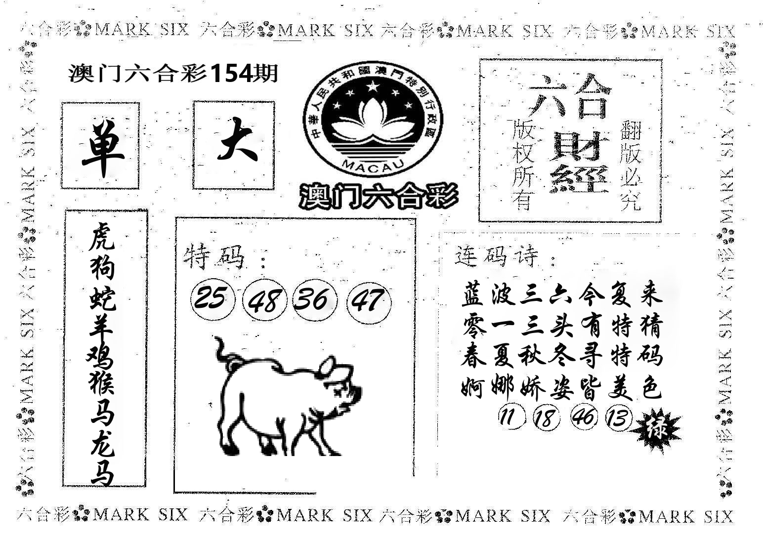 六合财经 第154期